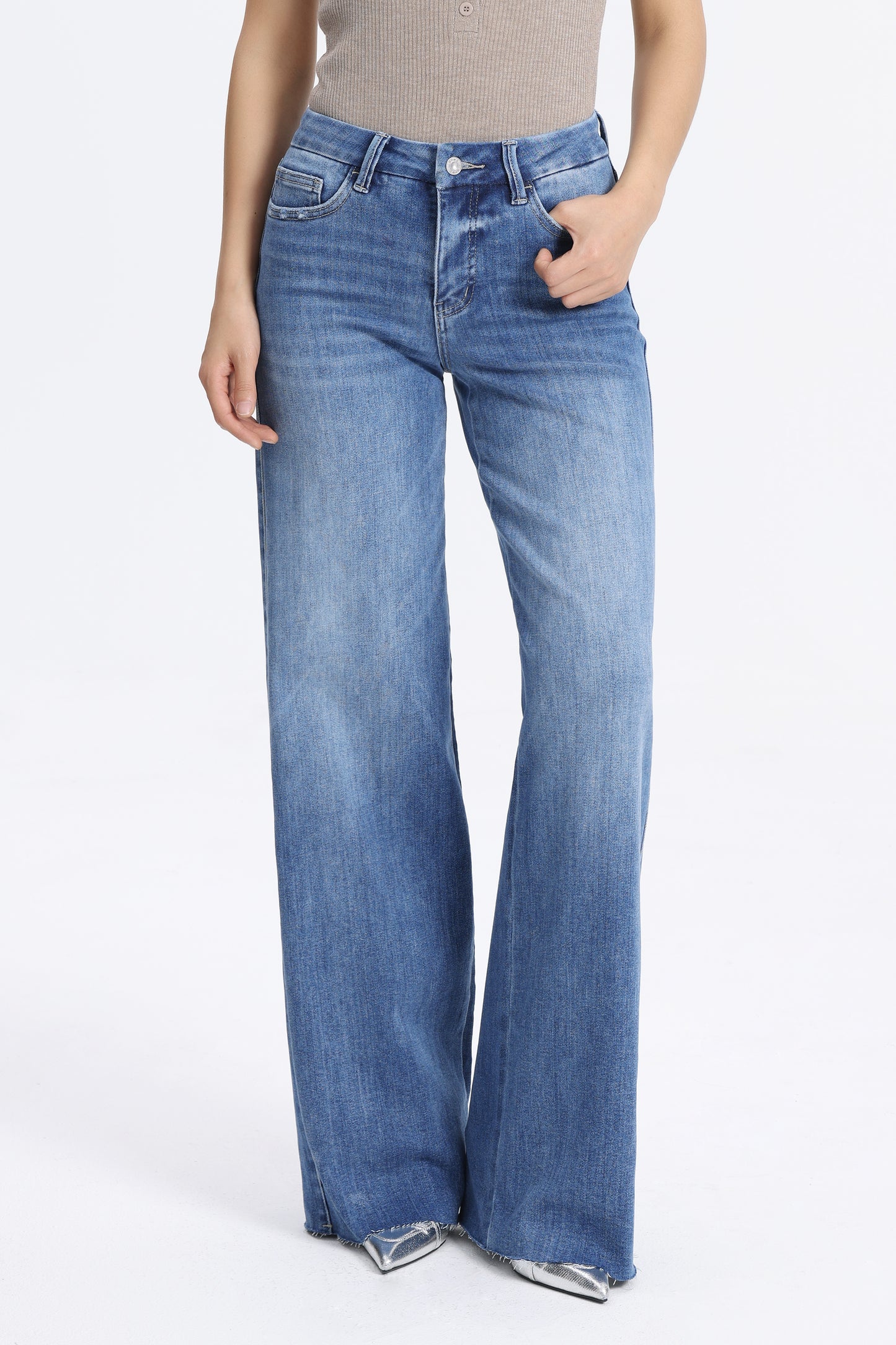 Mid Rise Wide Leg Tall Denim Jeans OSW8019-LT