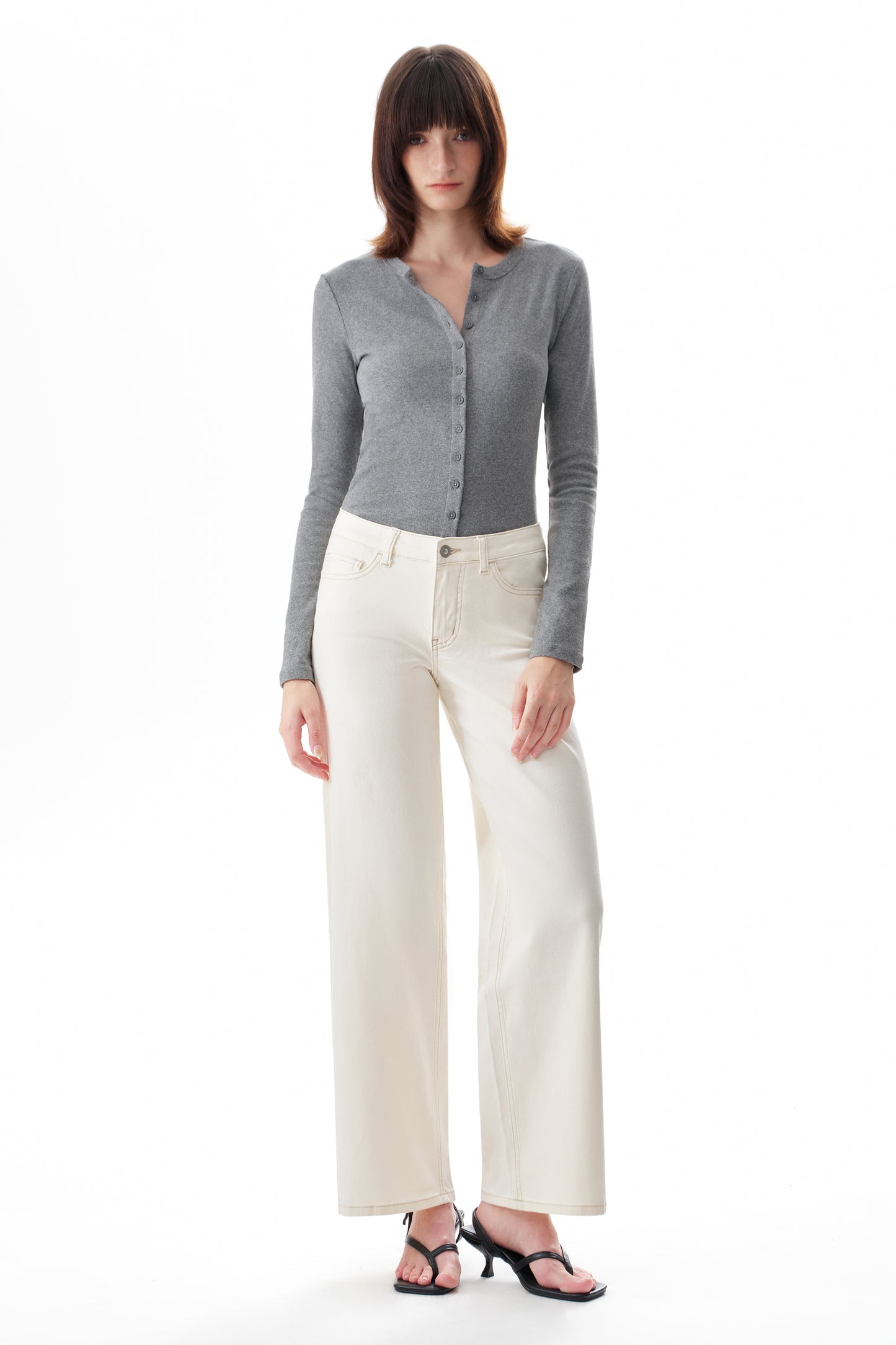 Mid Rise Baggy BBL Wide Leg Denim Jeans OSW8001