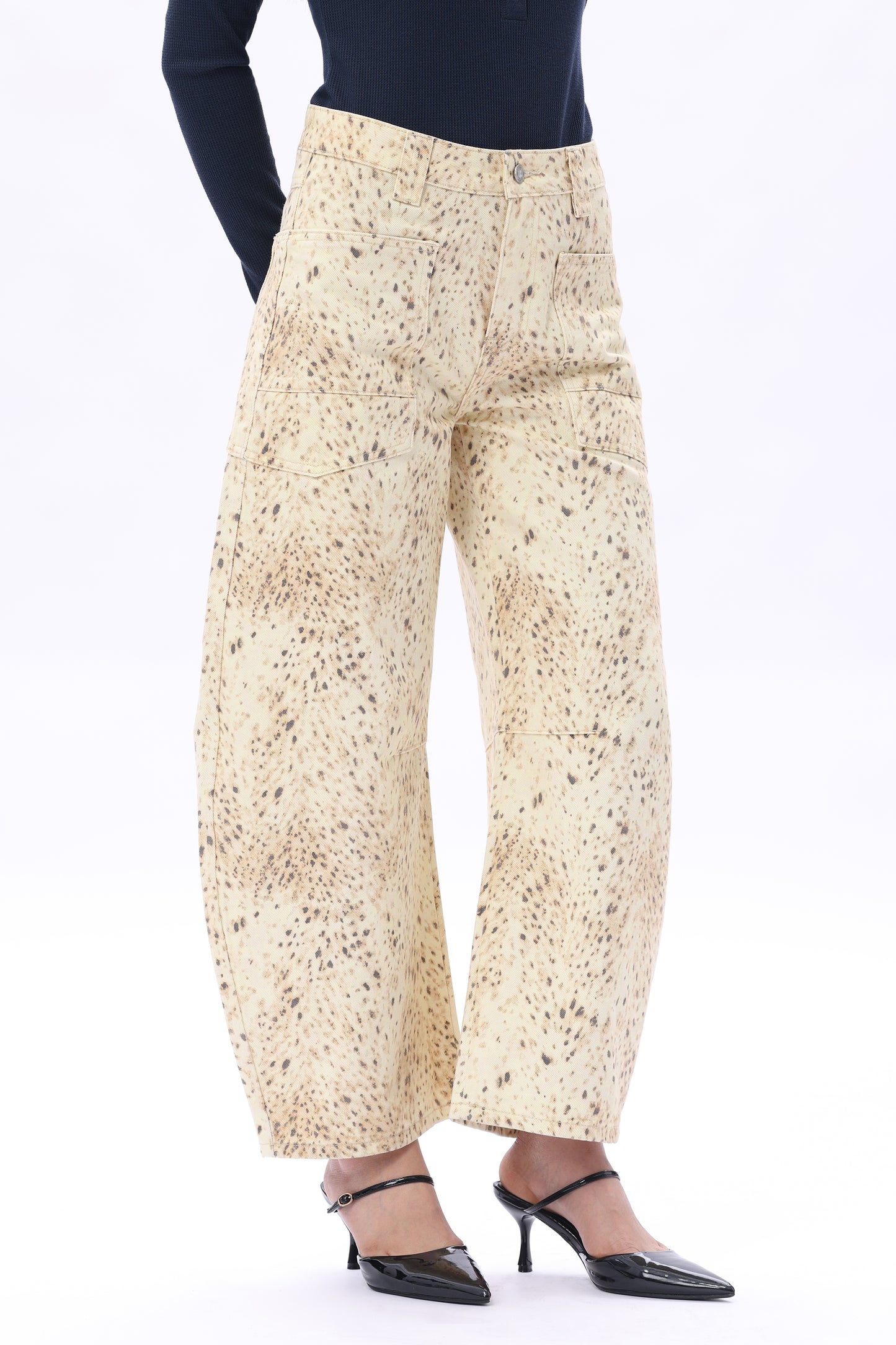 Baggy Bohemia Mid Rise Barrel Print Pants OSOX011