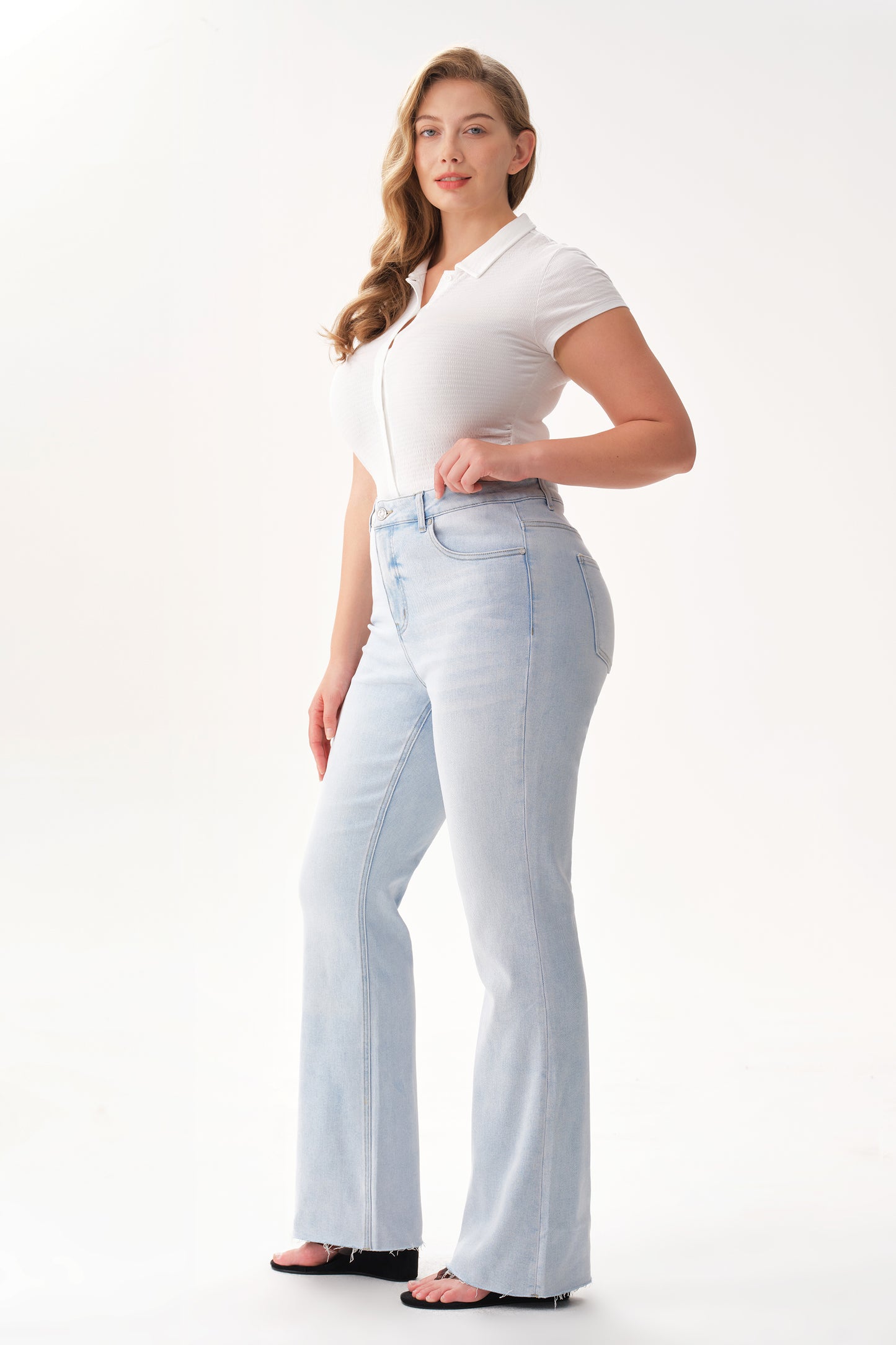 Plus Size High Rise Bootcut Denim Jeans OSF1149-P