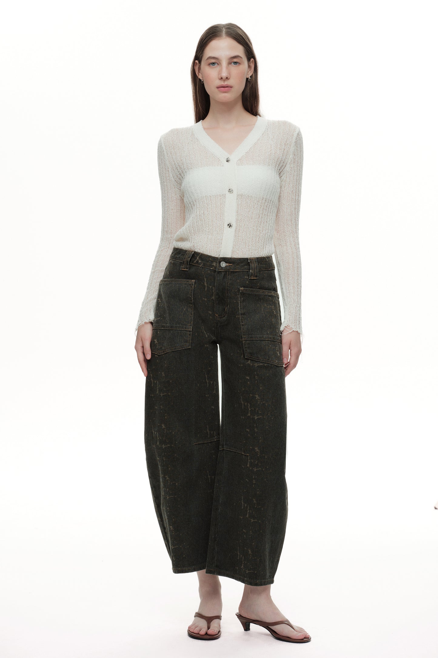 Baggy Bohemia Mid Rise Barrel Print Pants OSOX011