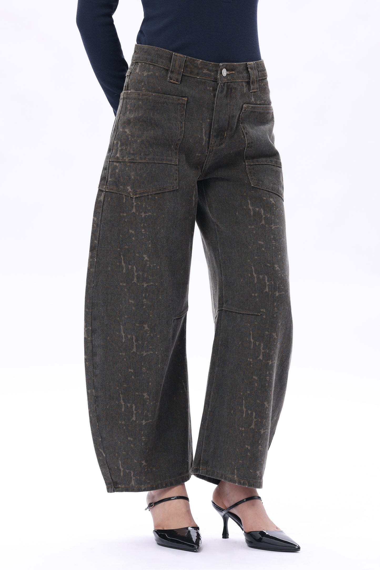 Baggy Bohemia Mid Rise Barrel Print Pants OSOX011