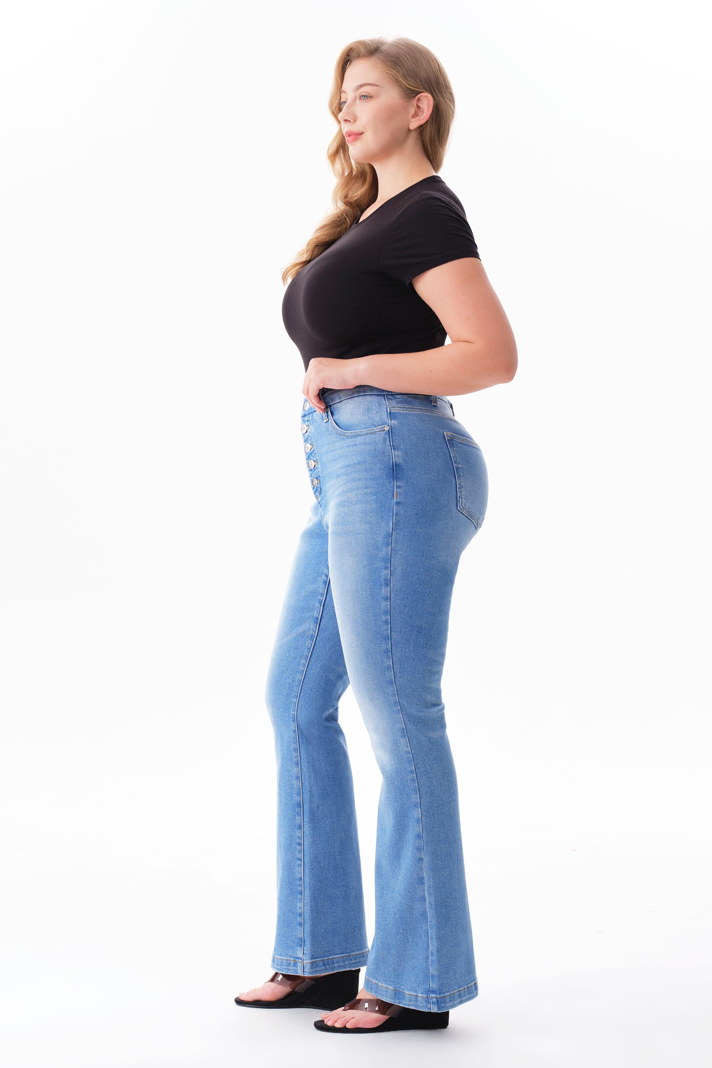 Plus Size High Rise Bootcut Full Jeans ESFF620102-P