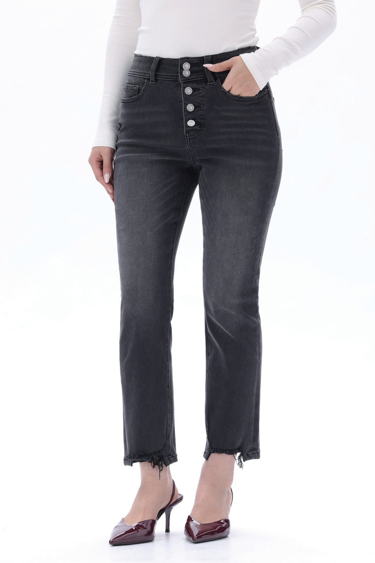 High Rise Straight Cropped Jeans ESFT640514