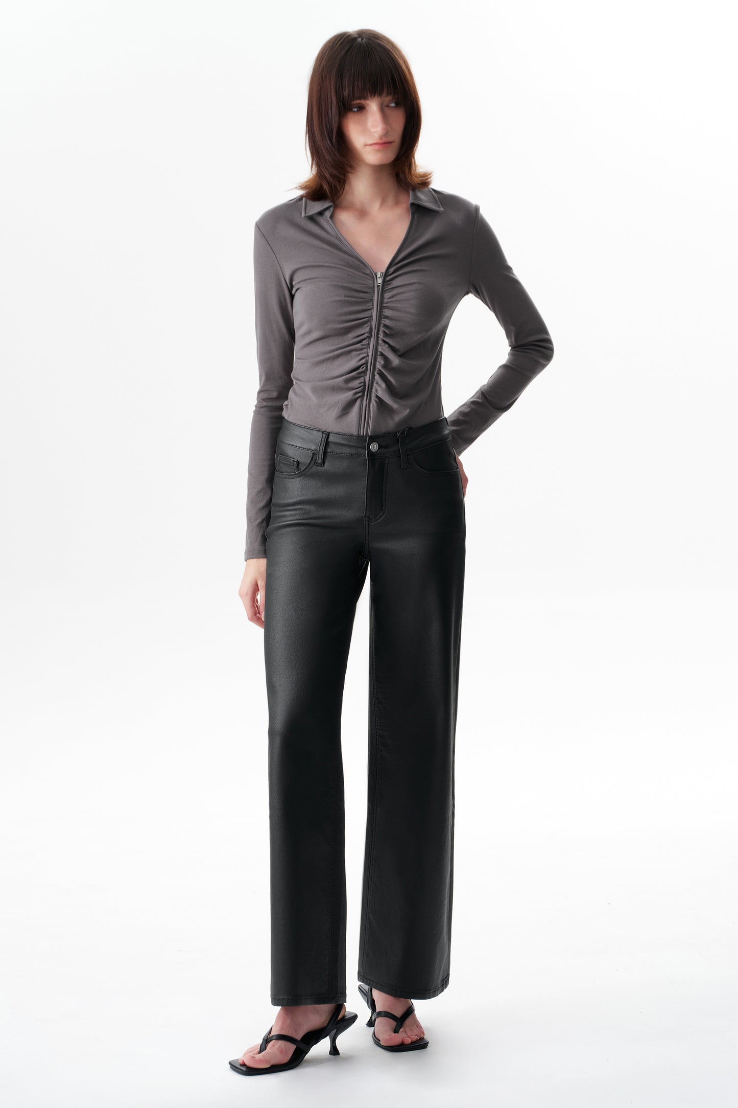 Mid Rise Wide Leg Pants OSW8097