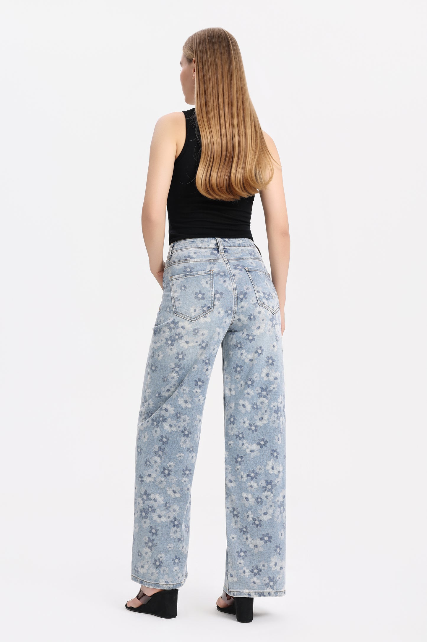 High Rise Baggy Wide Leg Denim Jeans OSW8071