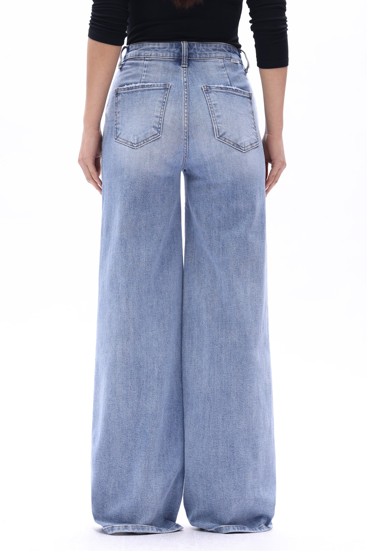 Plus Size Mid High Rise Flared Wide Leg Tall Jeans ESFW640827-P