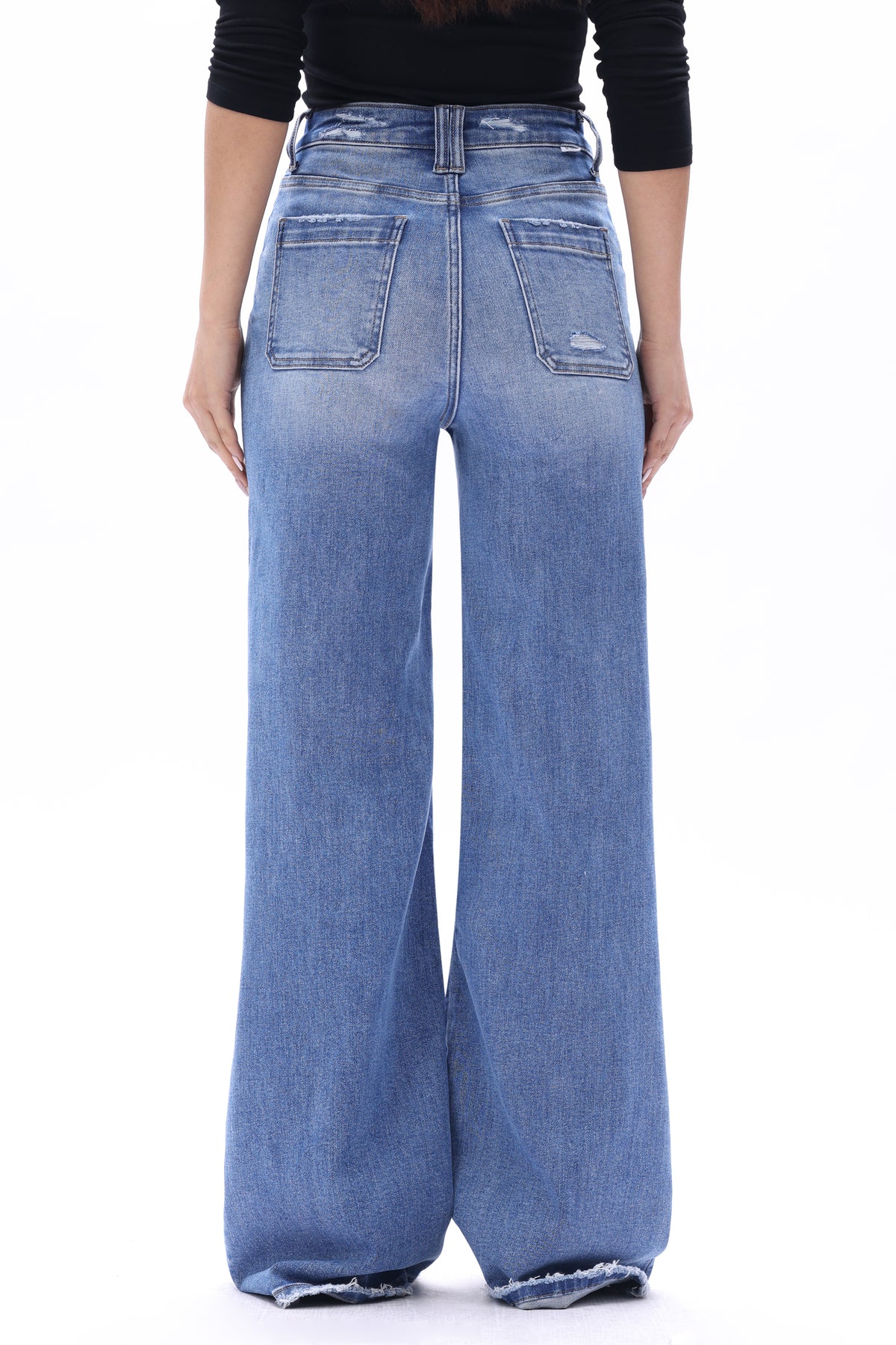 Plus Super High Rise Flared Wide Leg Tall Jeans ESFW630817-P