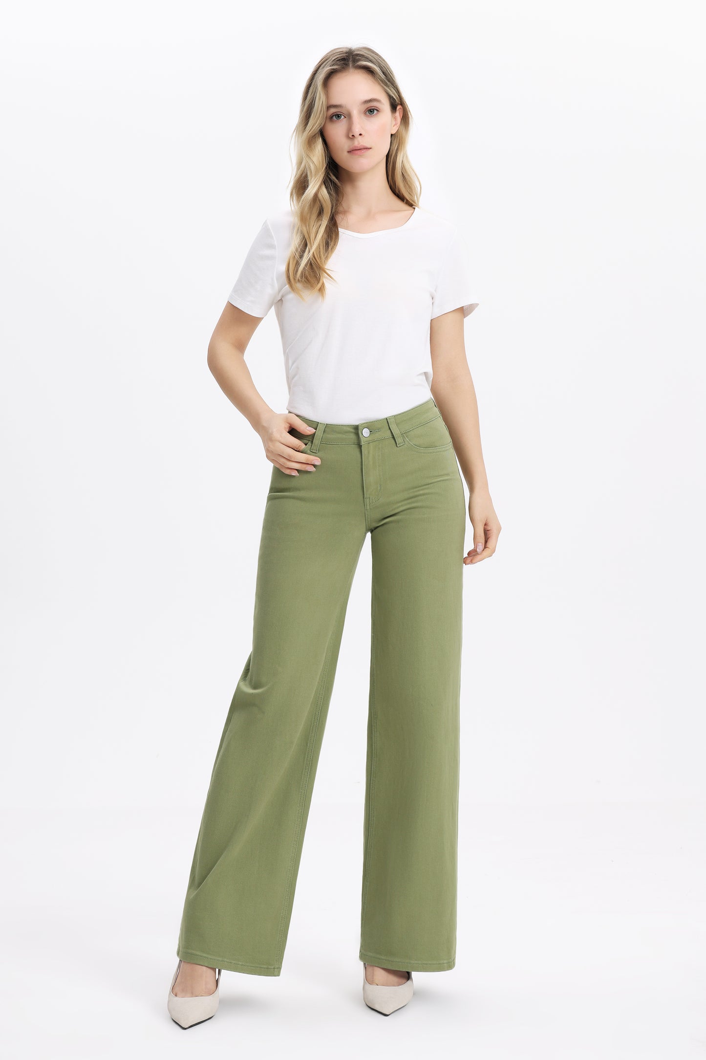Mid Rise Baggy BBL Wide Leg Denim Jeans OSW8001