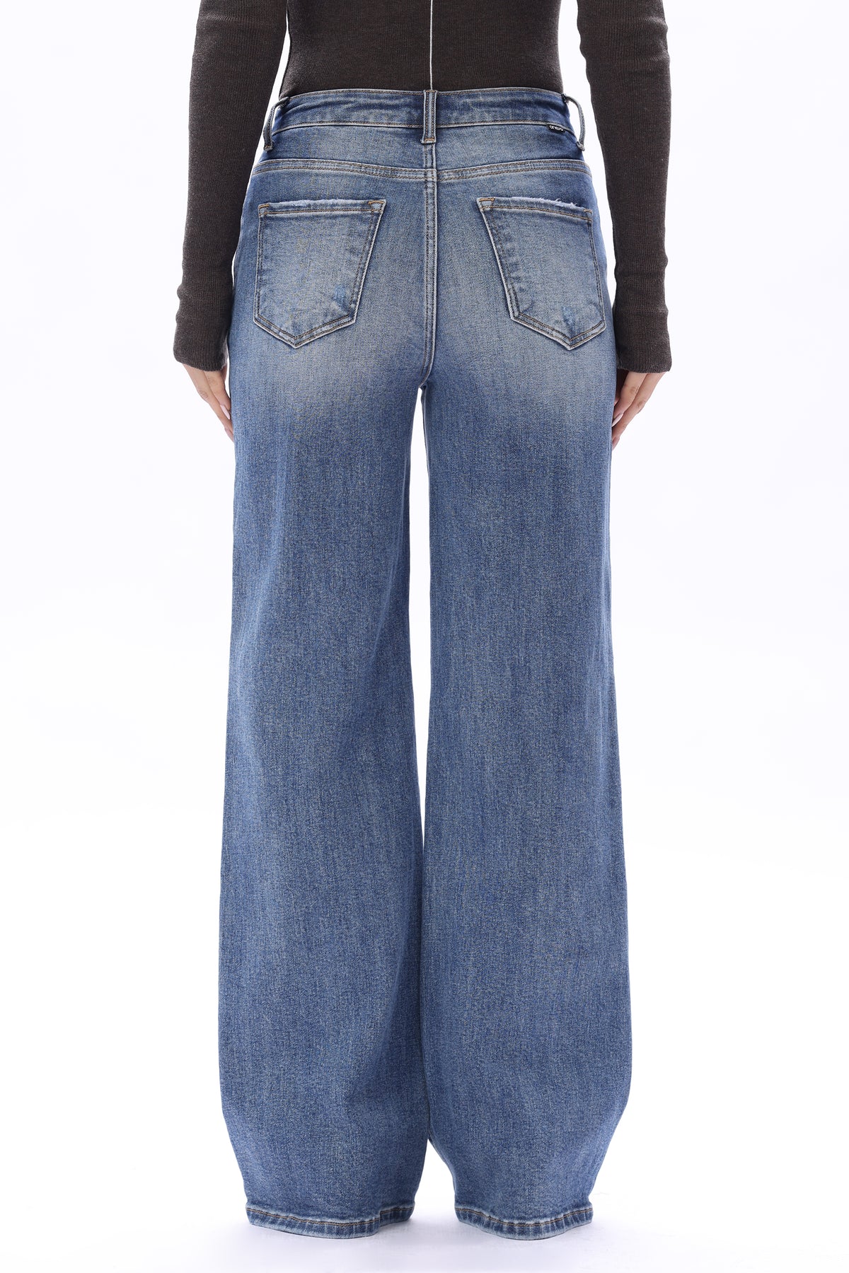 Mid High Rise Wide Leg Full Jeans ESFW630823