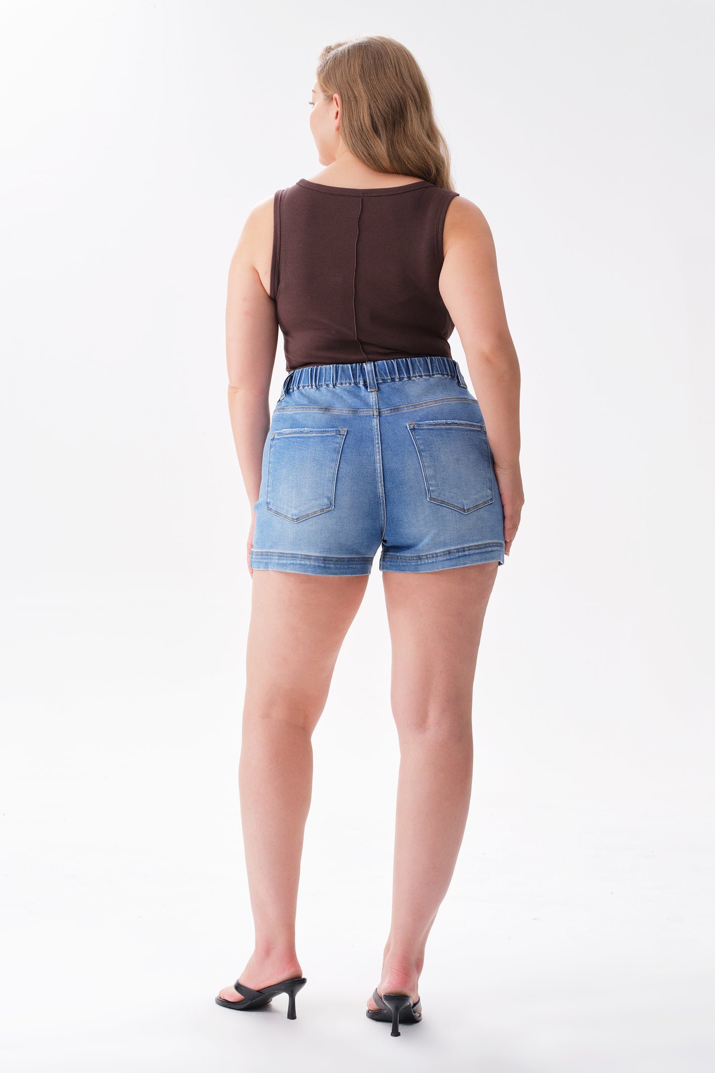 Plus Mid High Rise Denim Shorts OSH6017-P
