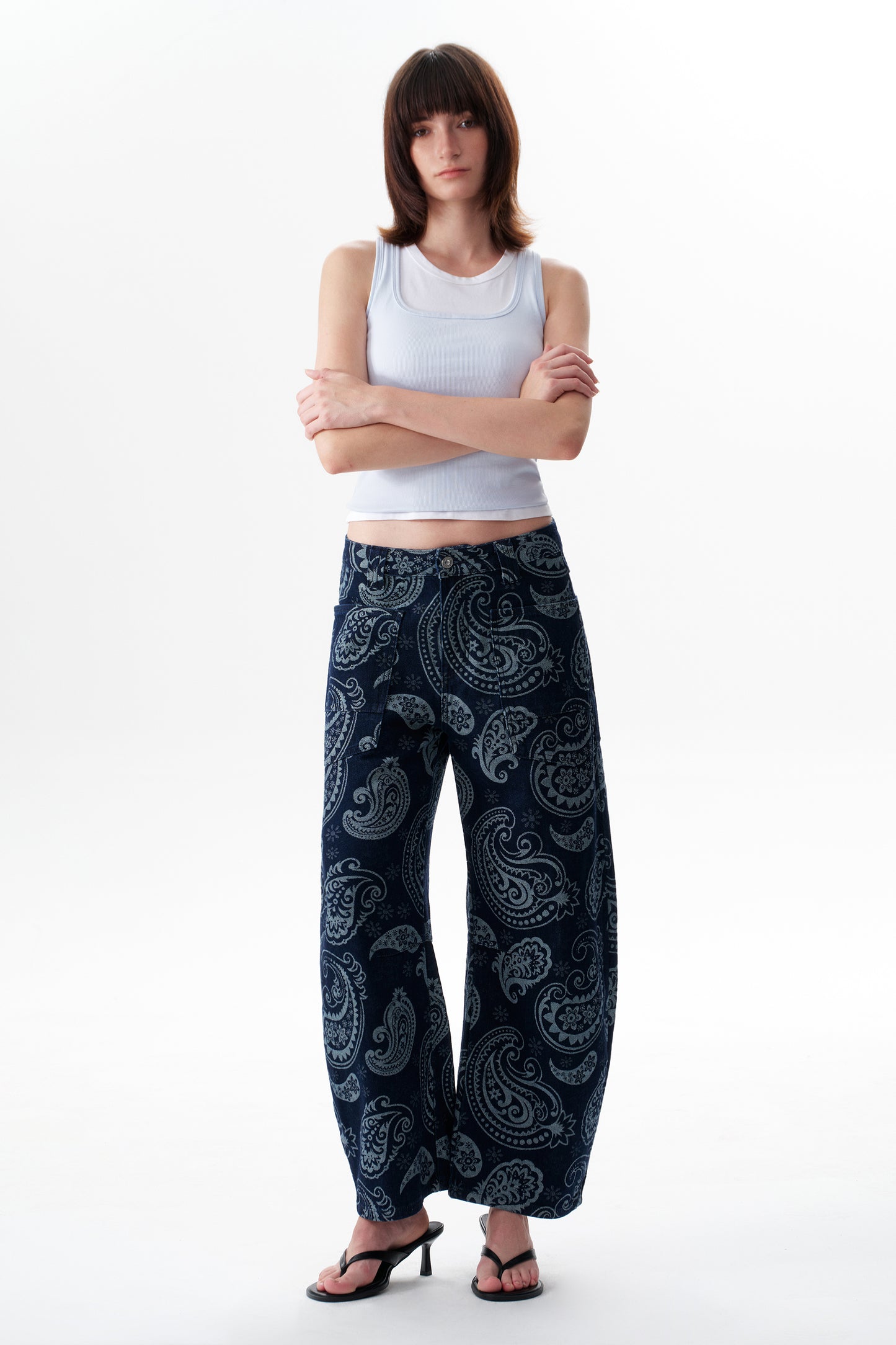 Baggy Bohemia Mid Rise Barrel Print Pants OSOX011