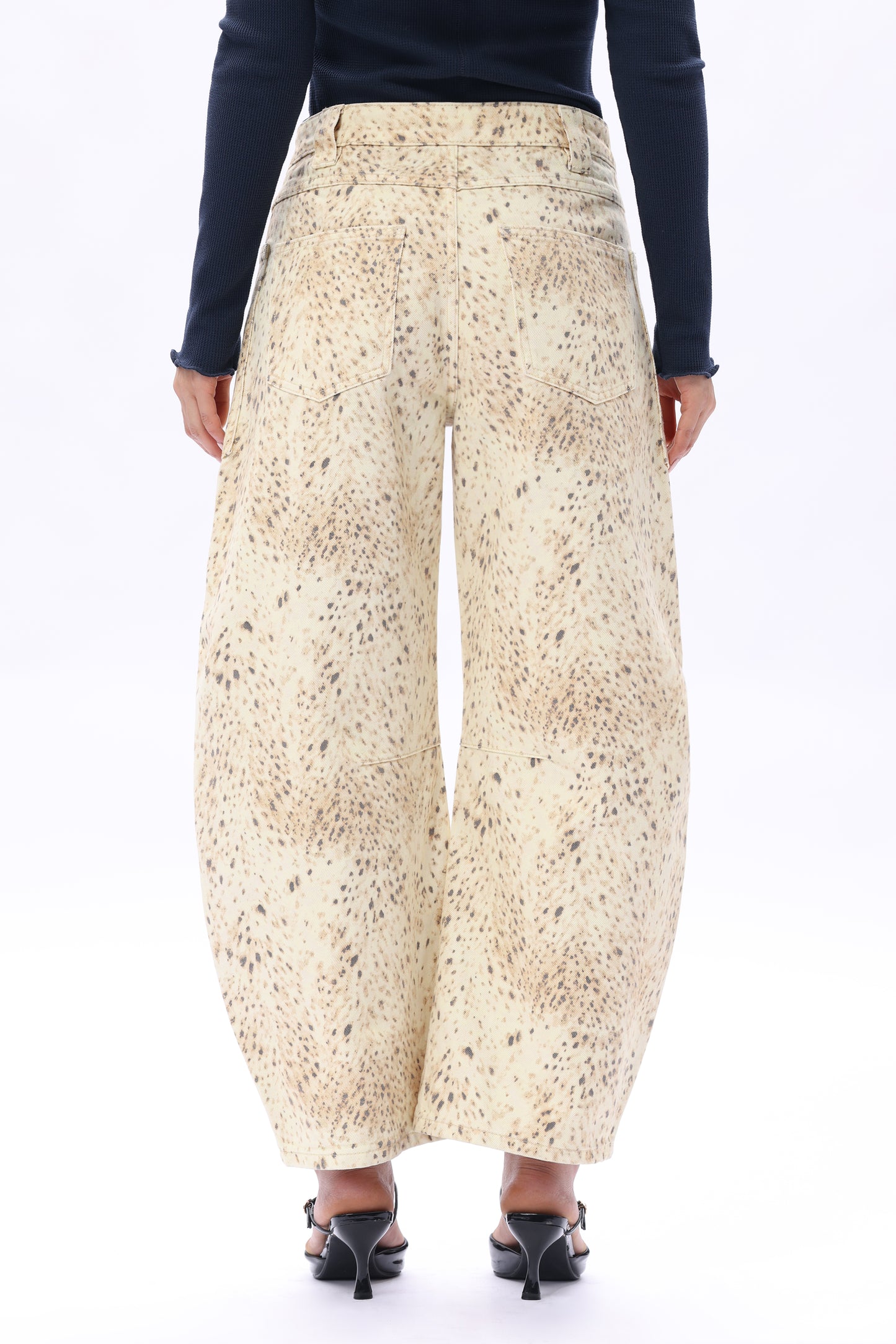 Baggy Bohemia Mid Rise Barrel Print Pants OSOX011