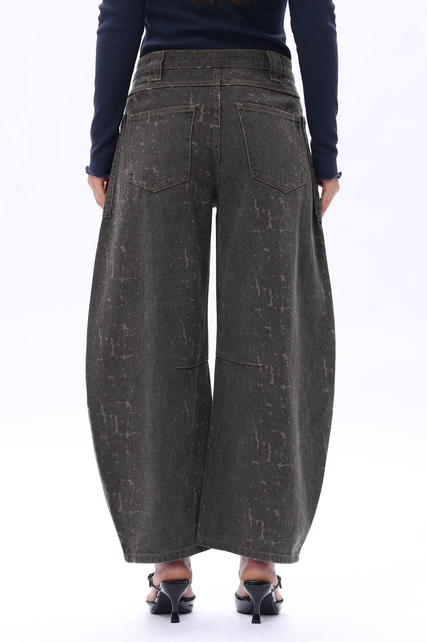 Baggy Bohemia Mid Rise Barrel Print Pants OSOX011