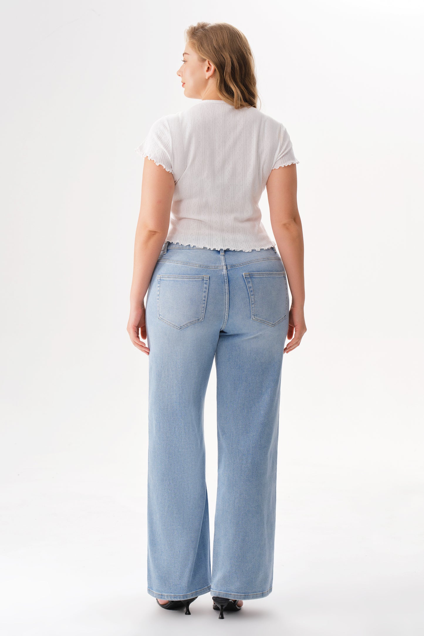 PLUS MID RISE WIDE LEG DENIM JEANS OSW8029EC-P