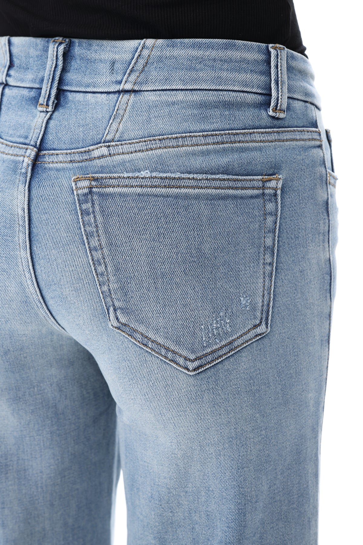 Mid Rise Wide Leg Jeans Raw Hem Vintage Denim OSW8019