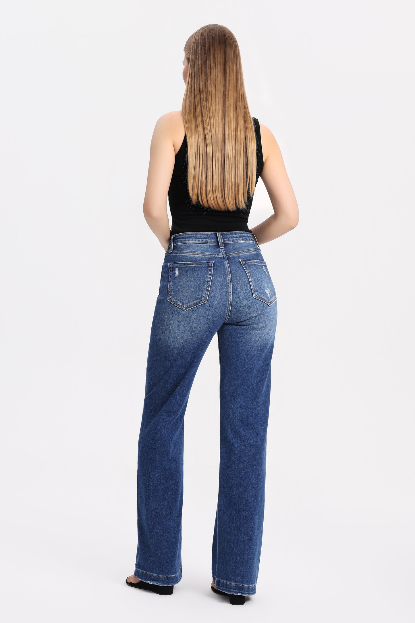 High Rise Relaxed Wide Leg Denim Jeans OSF1146EC