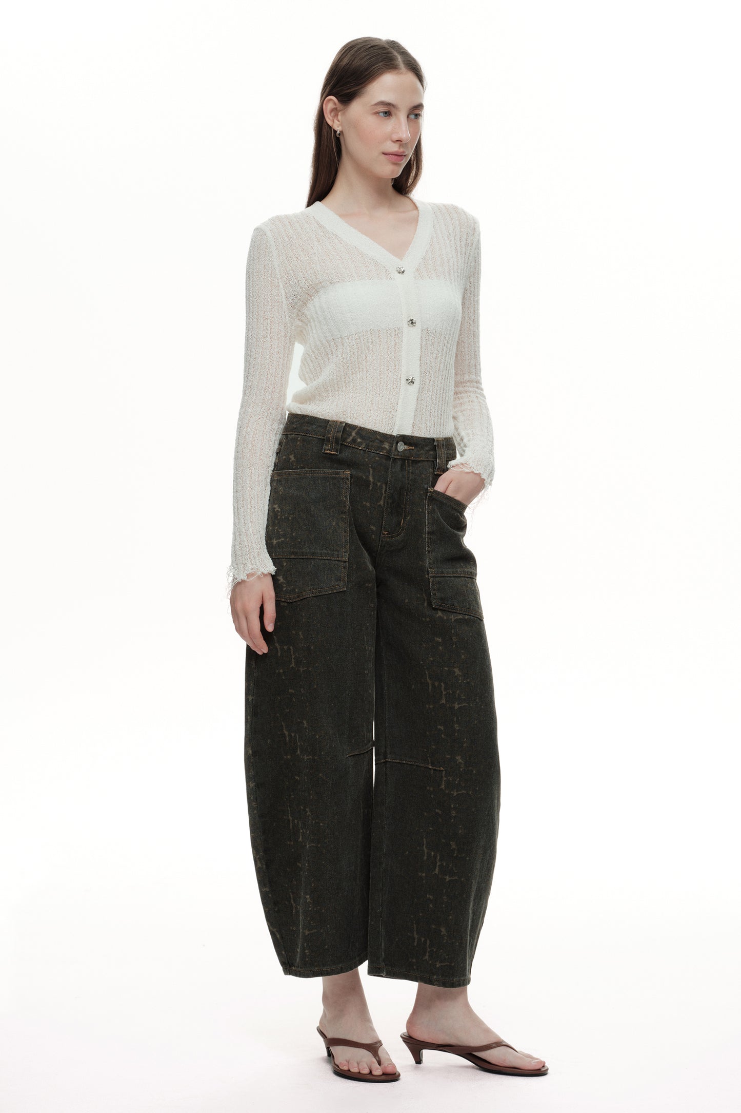 Baggy Bohemia Mid Rise Barrel Print Pants OSOX011