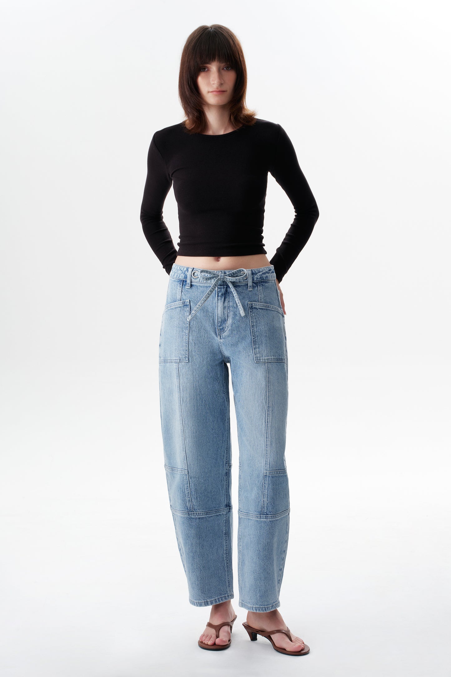 Mid Rise Relaxed Barrel Denim Jeans OSOX0001