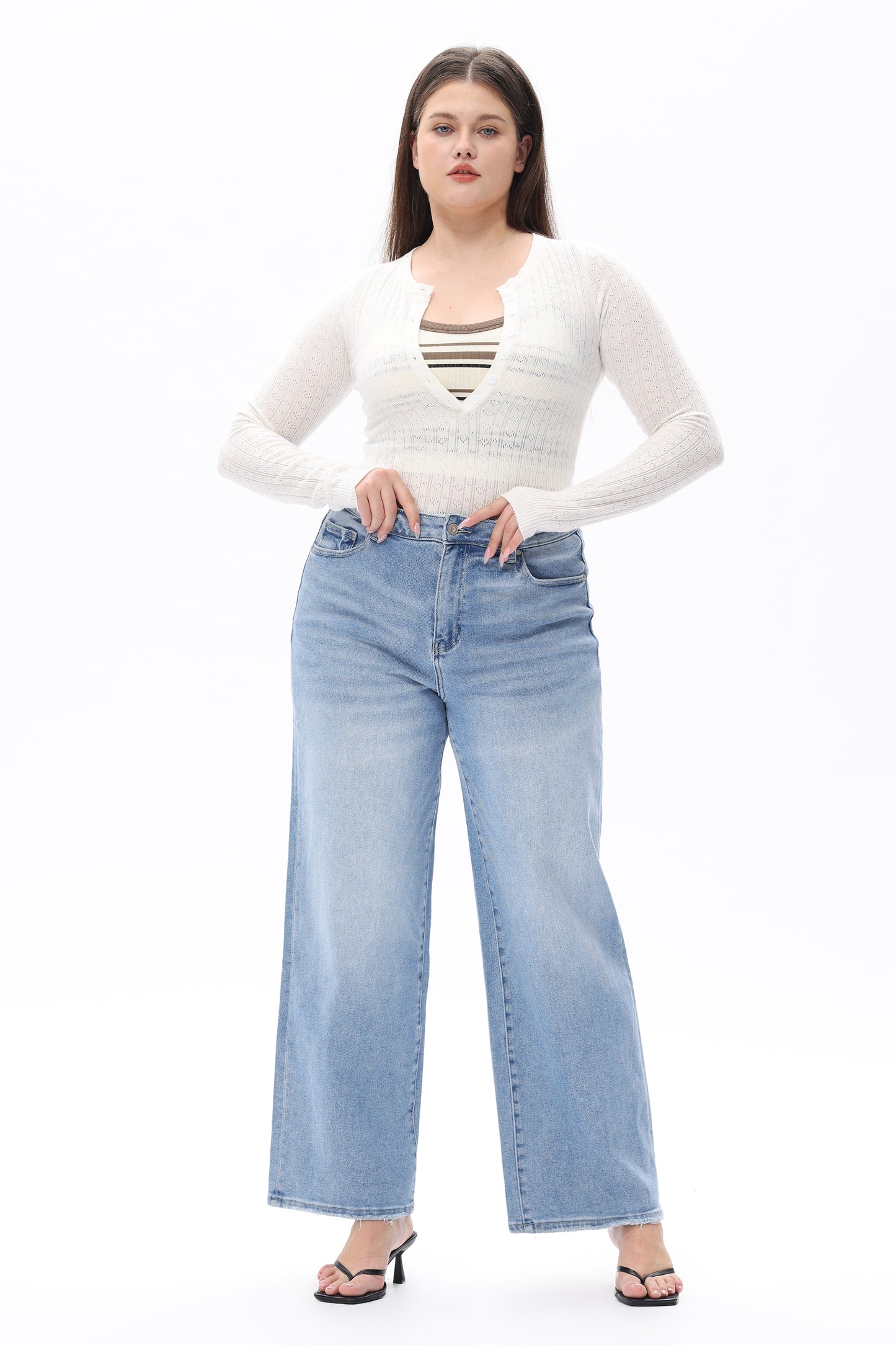 Plus Size High Waist Relaxed Tapered Jeans OST5024-P