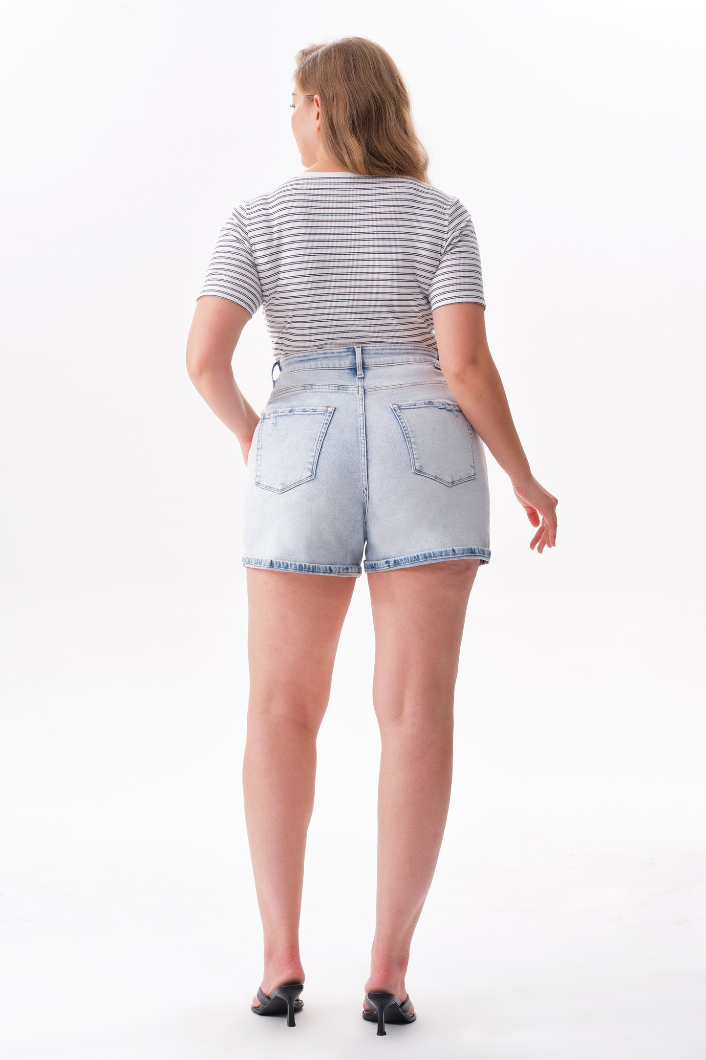 Plus High Rise Denim Shorts OSH6018-P