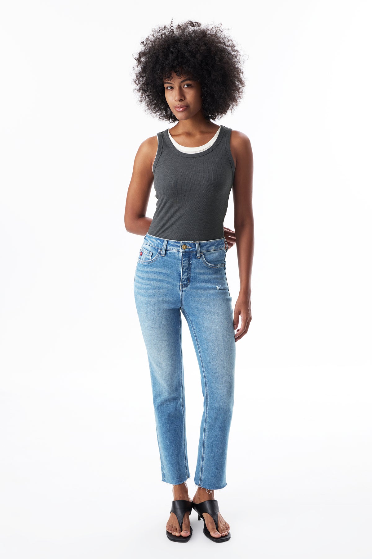 High Rise Straight Cropped Jeans ESFT620517-P