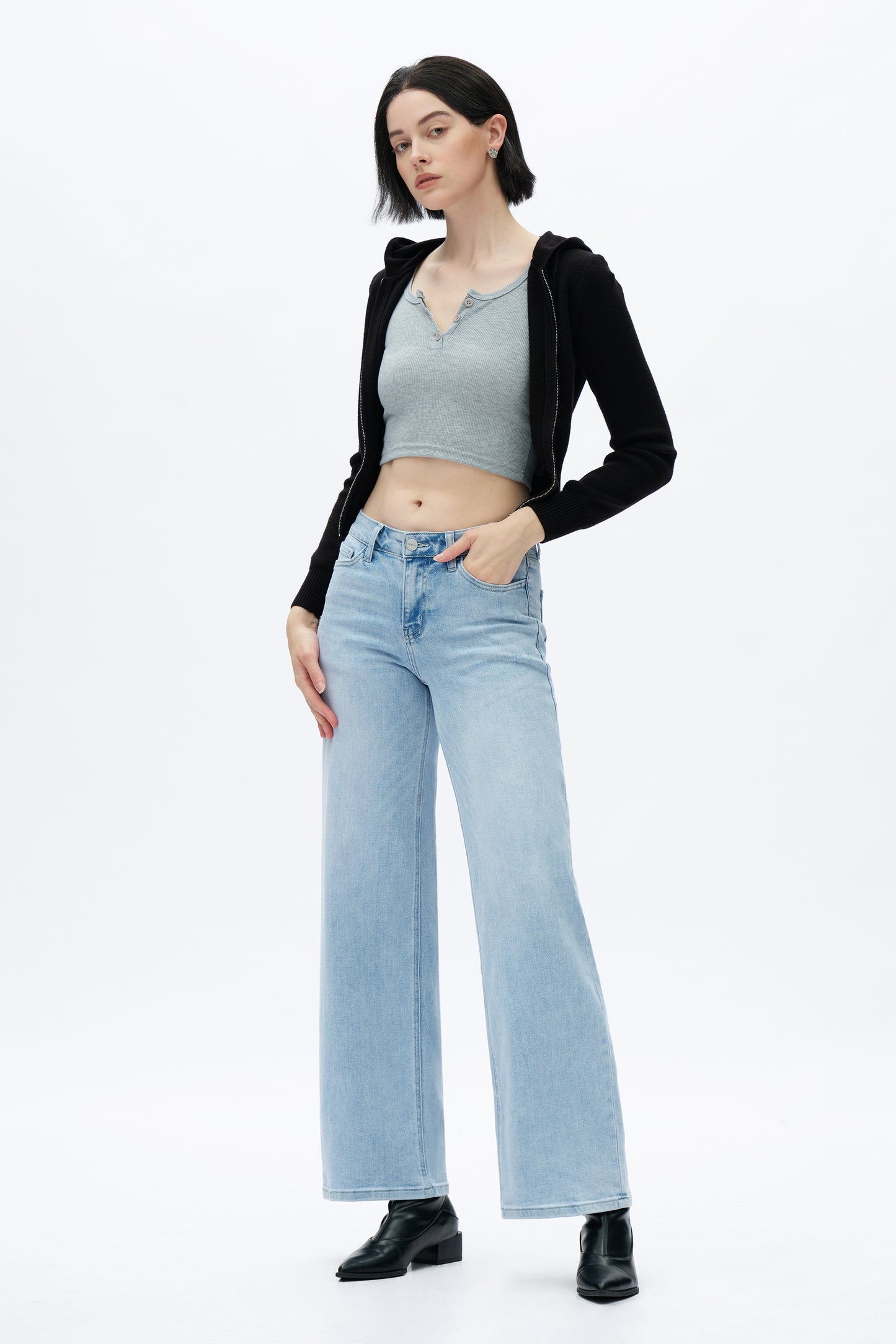 MID RISE BAGGY BBL WIDE LEG DENIM JEANS OSW8001