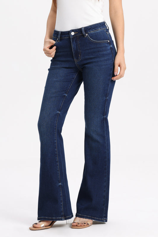 Flattering High Rise Flare Denim Jeans OSF1148EC