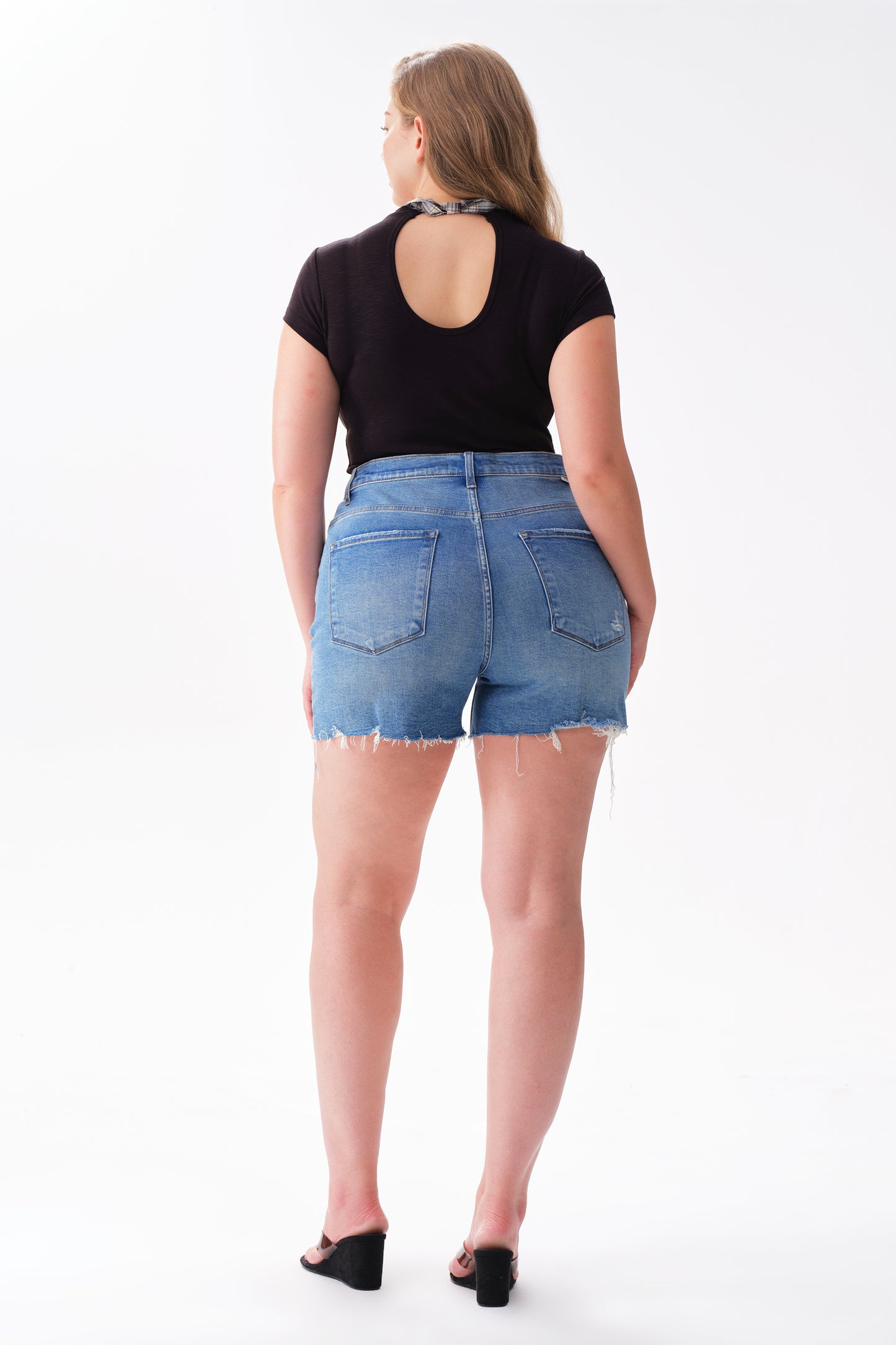Plus High Rise Denim Shorts OSH6013-P