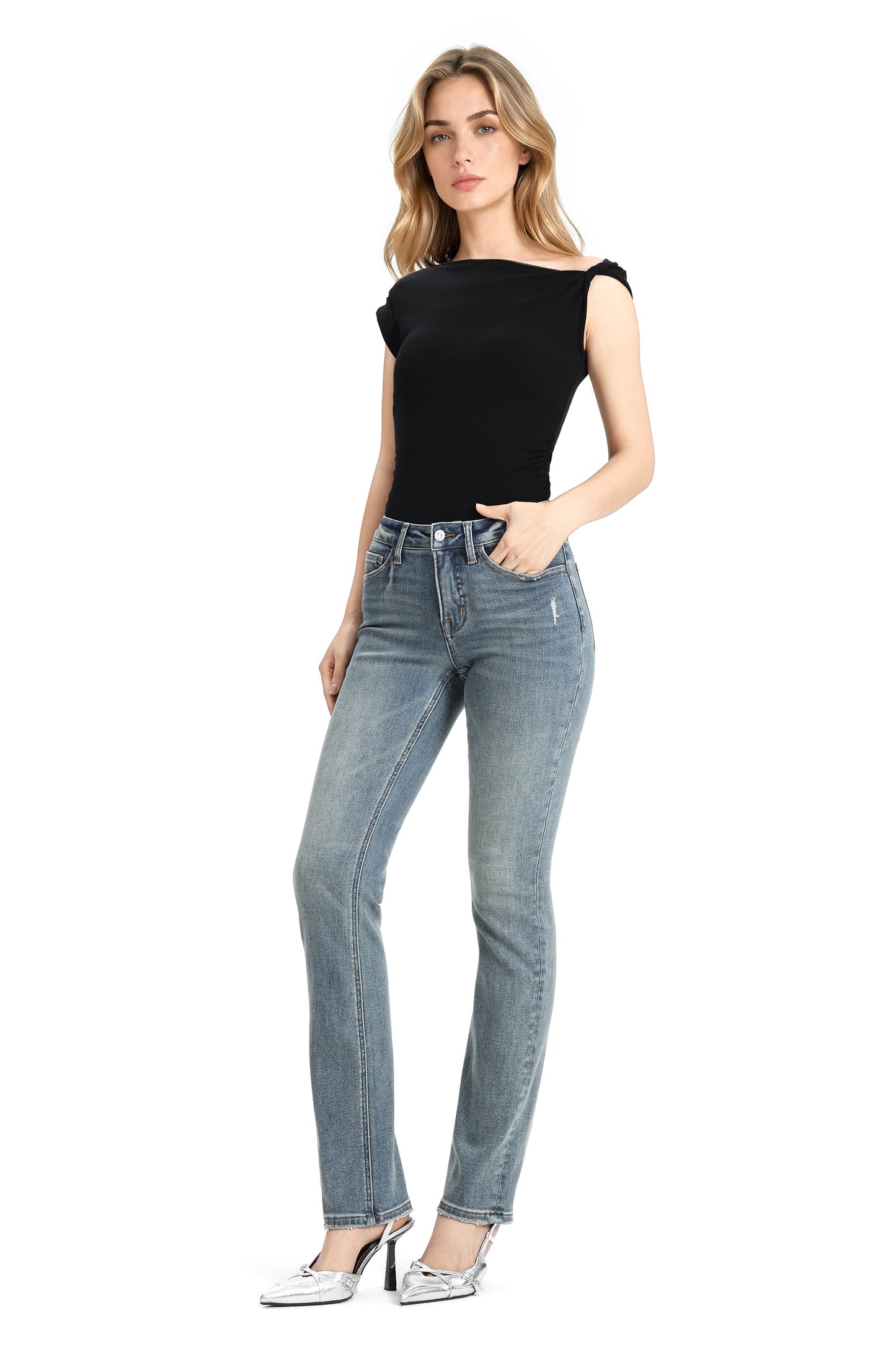 Mid Rise Straight Denim Jeans OSTM5001EC