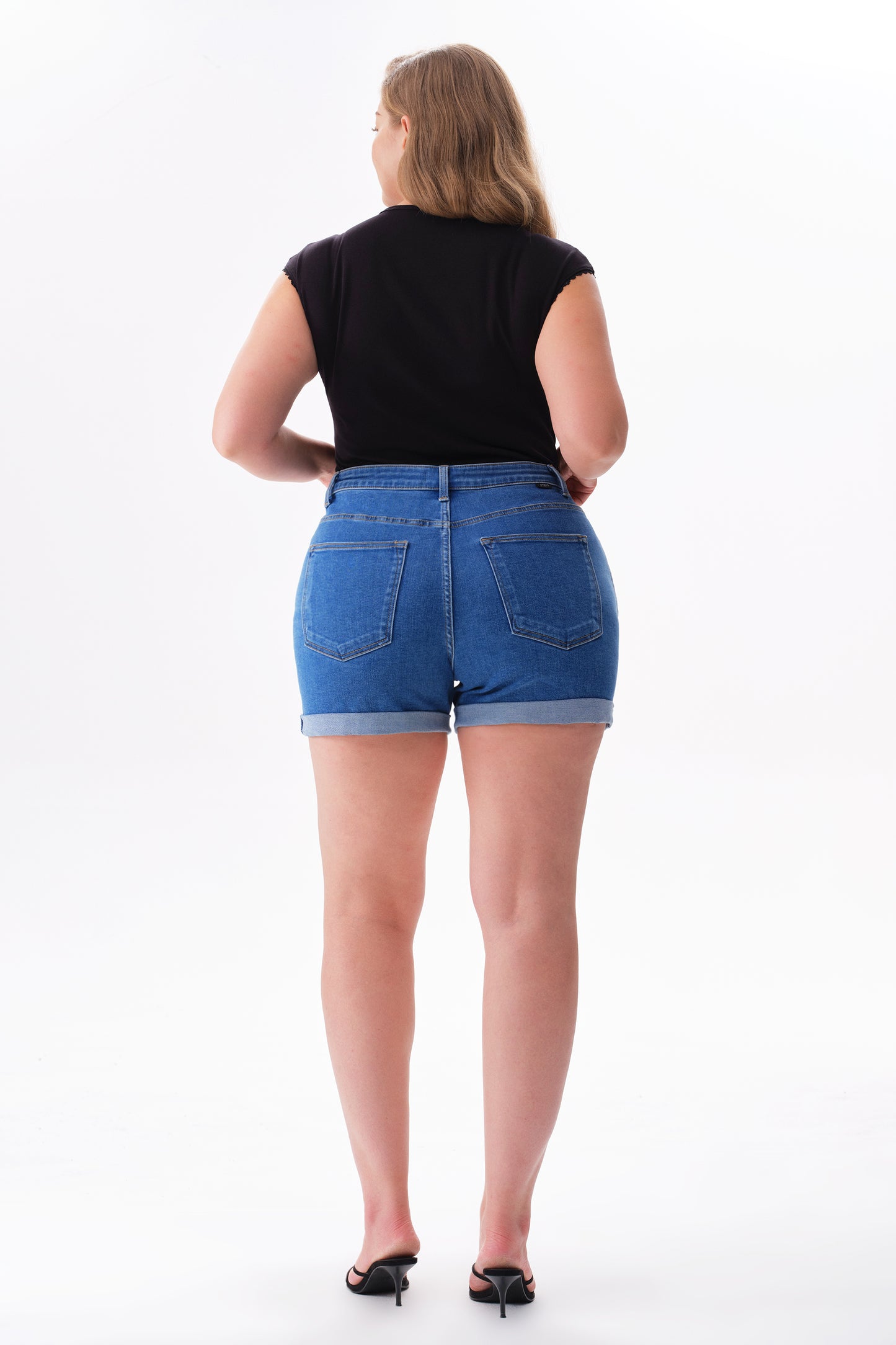 Plus High Rise Denim Shorts OSH6004-P