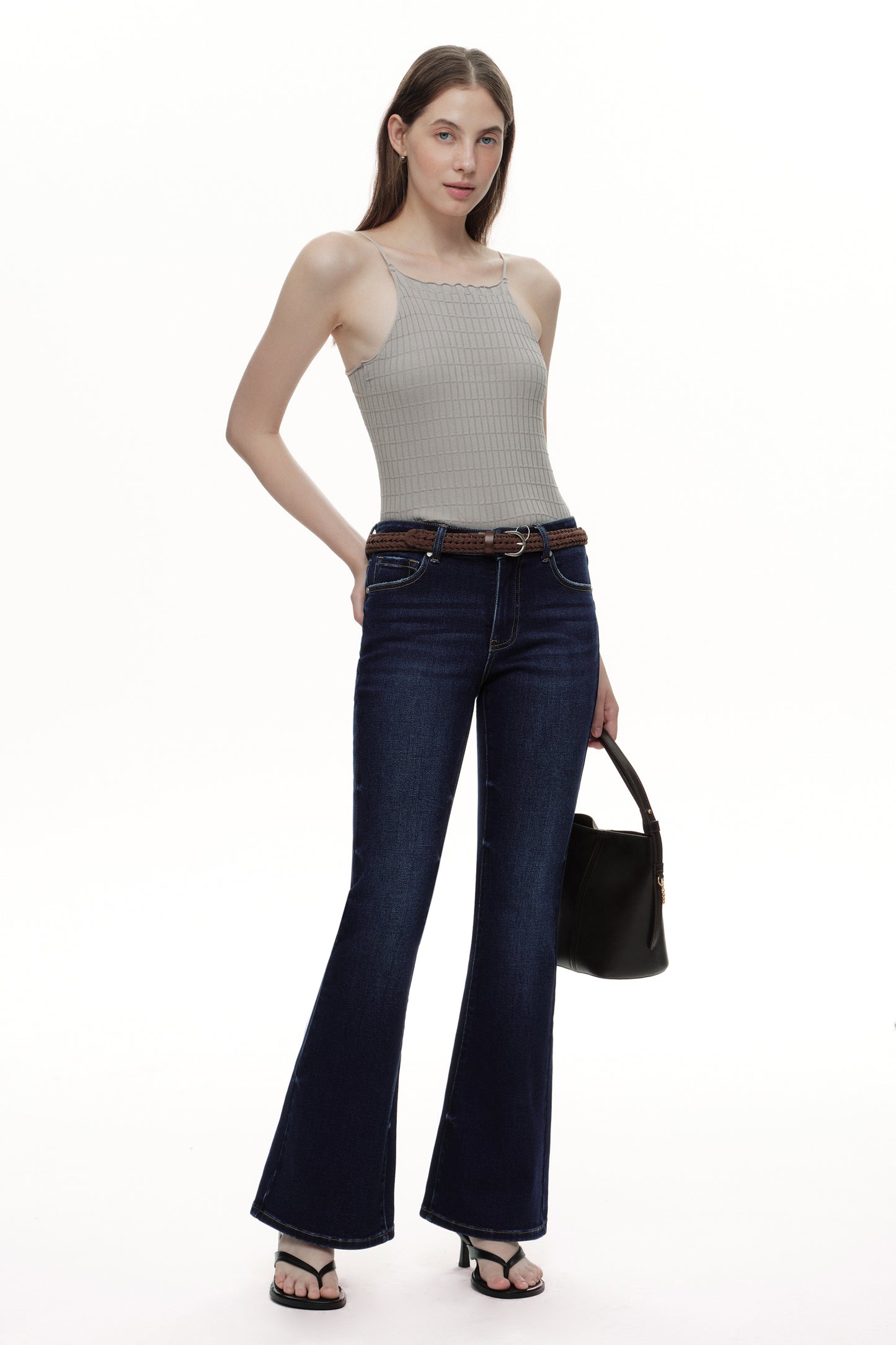 Flattering High Rise Flare Denim Jeans OSF1148EC
