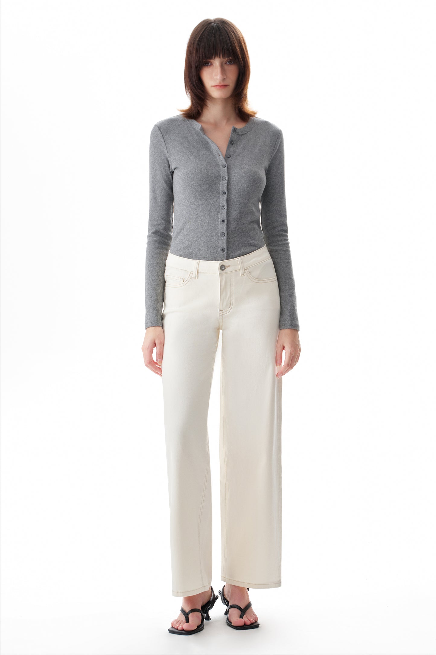 Mid Rise Baggy BBL Wide Leg Denim Jeans OSW8001