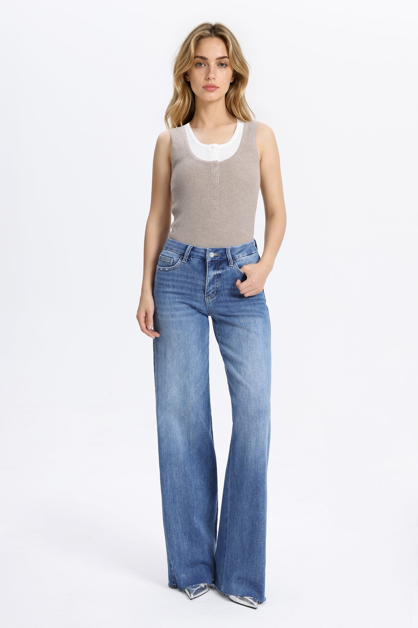 Mid Rise Wide Leg Tall Denim Jeans OSW8019-LT