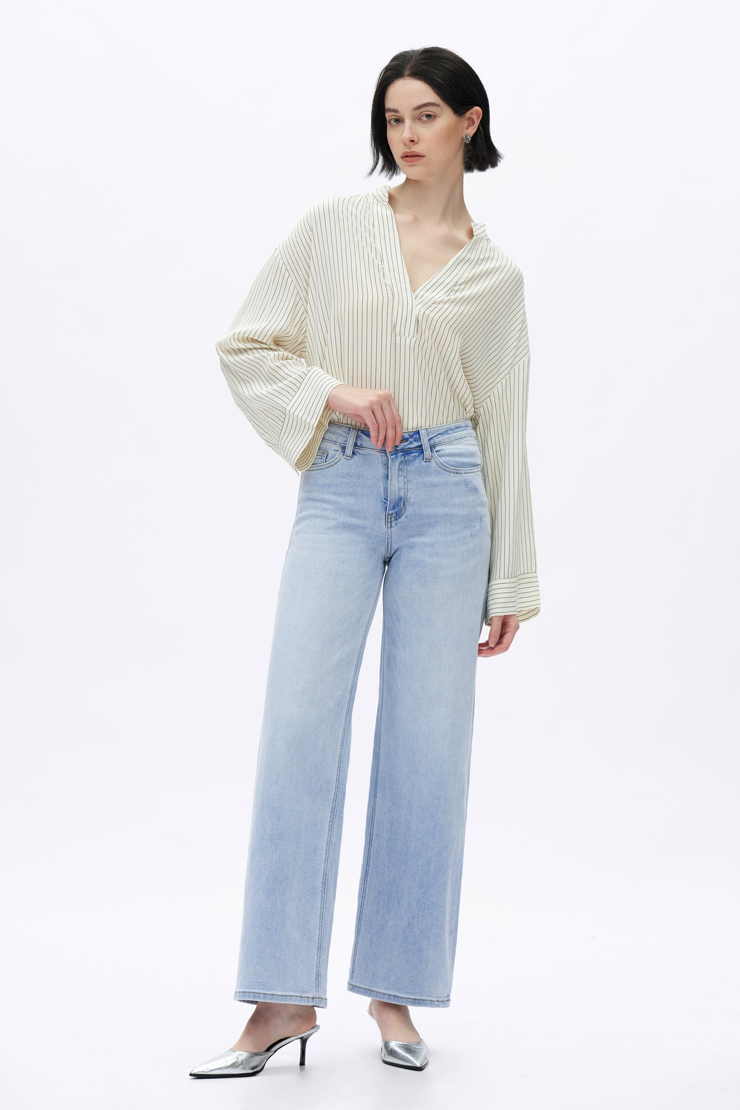 MID RISE BAGGY BBL WIDE LEG DENIM JEANS OSW8001