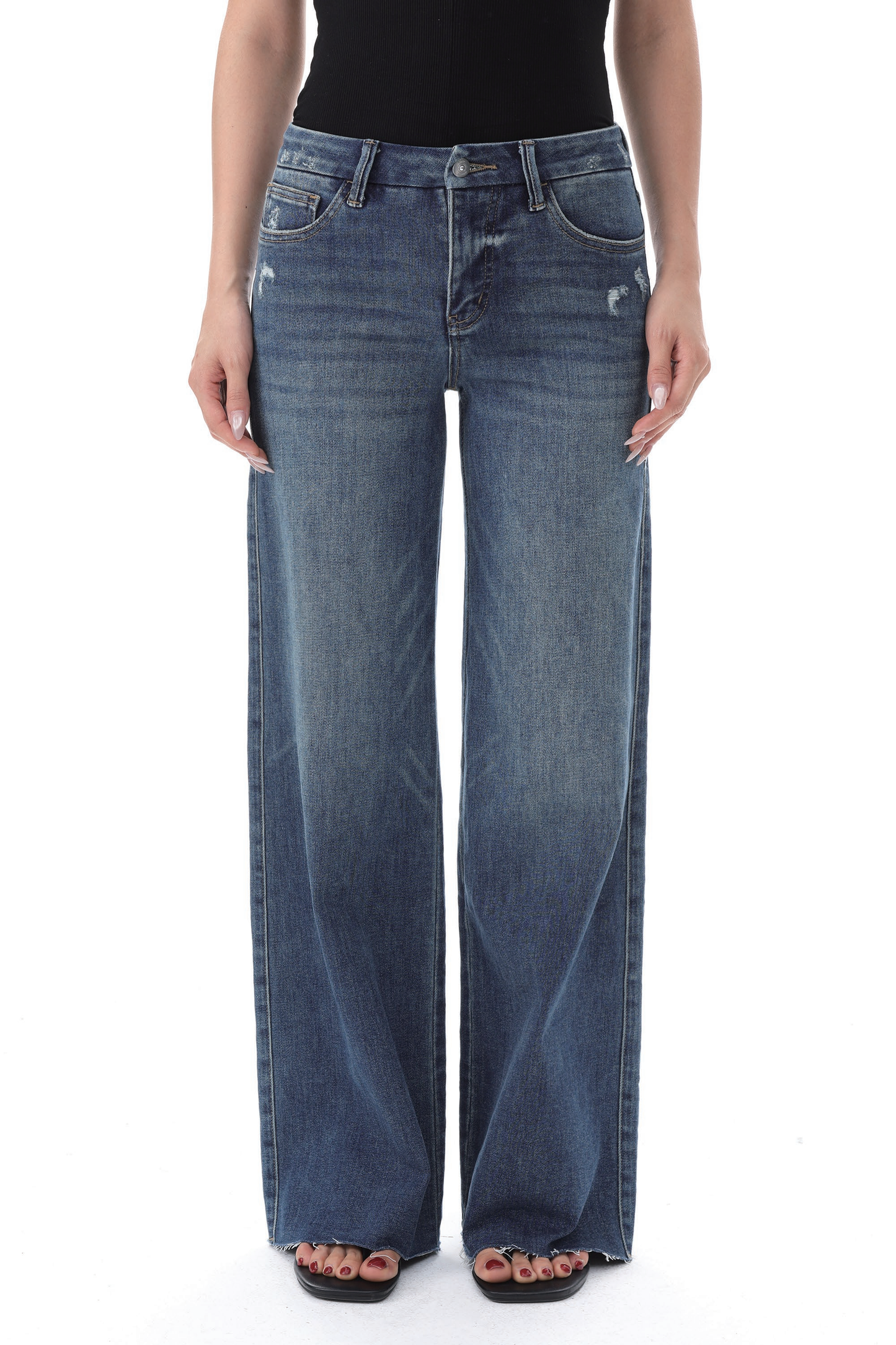 MID RISE WIDE LEG DENIM JEANS OSW8019