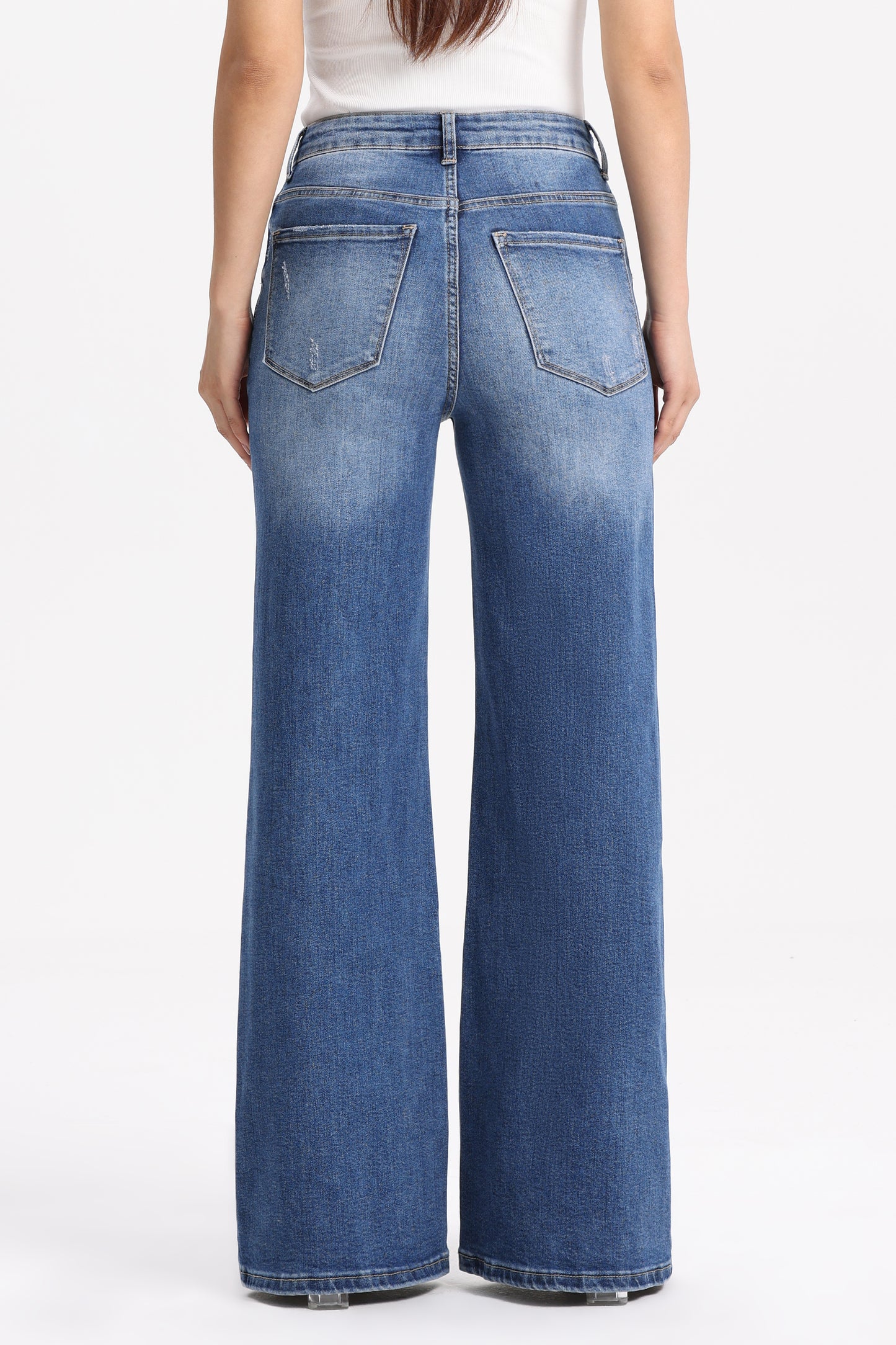Distinctive Front Seam High Rise Wide Leg Jeans OSW8023EC