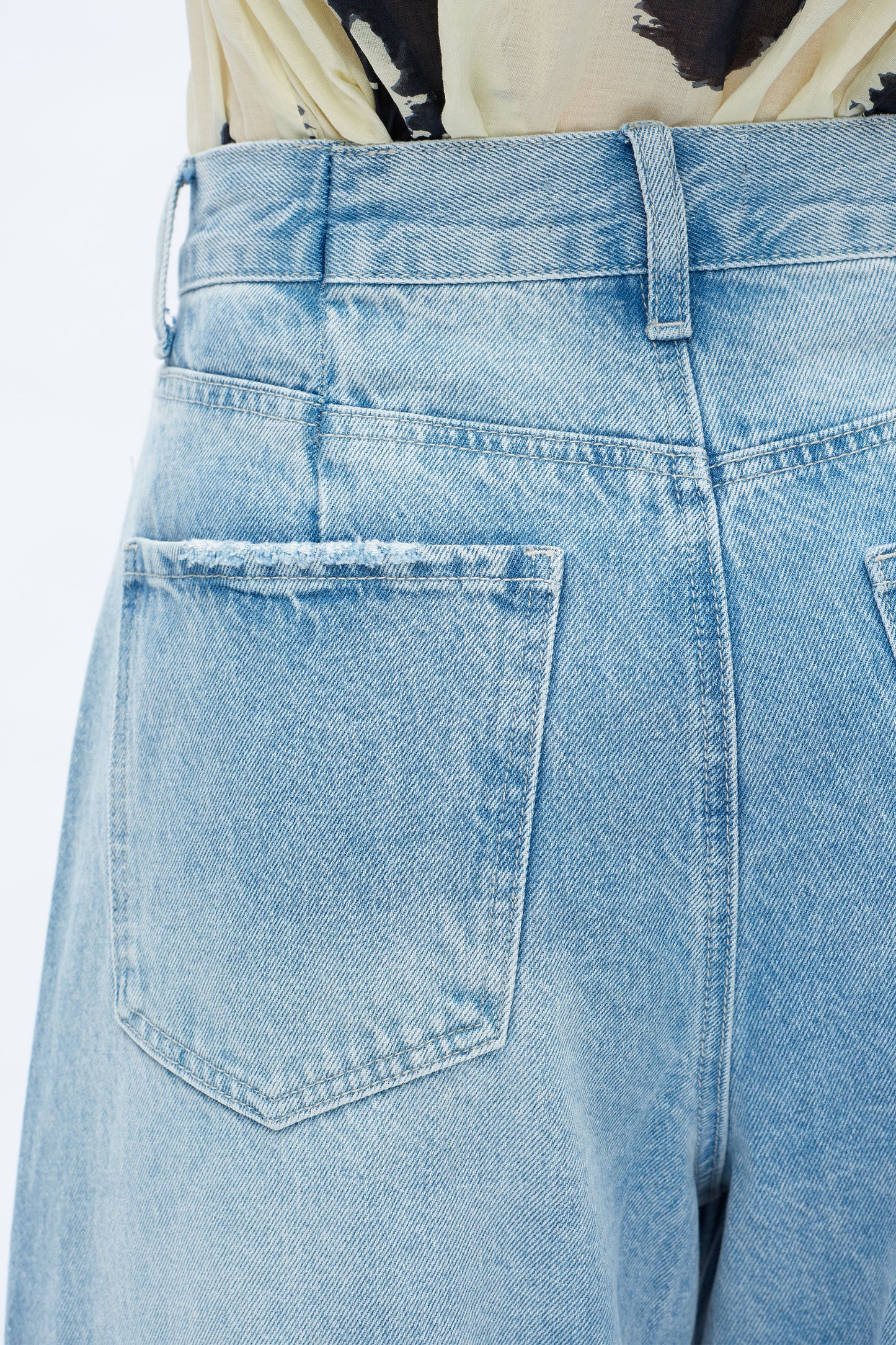 HIGH WAISTED NON-STRETCH BALLOON BARREL DENIM JEANS OSOX003 LIGHT BLUE