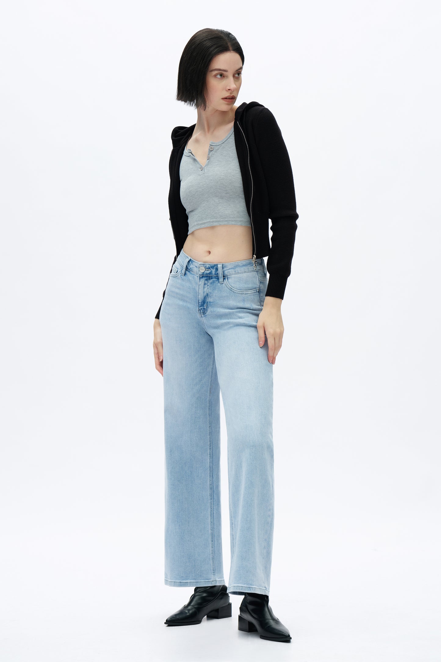 MID RISE BAGGY BBL WIDE LEG DENIM JEANS OSW8001