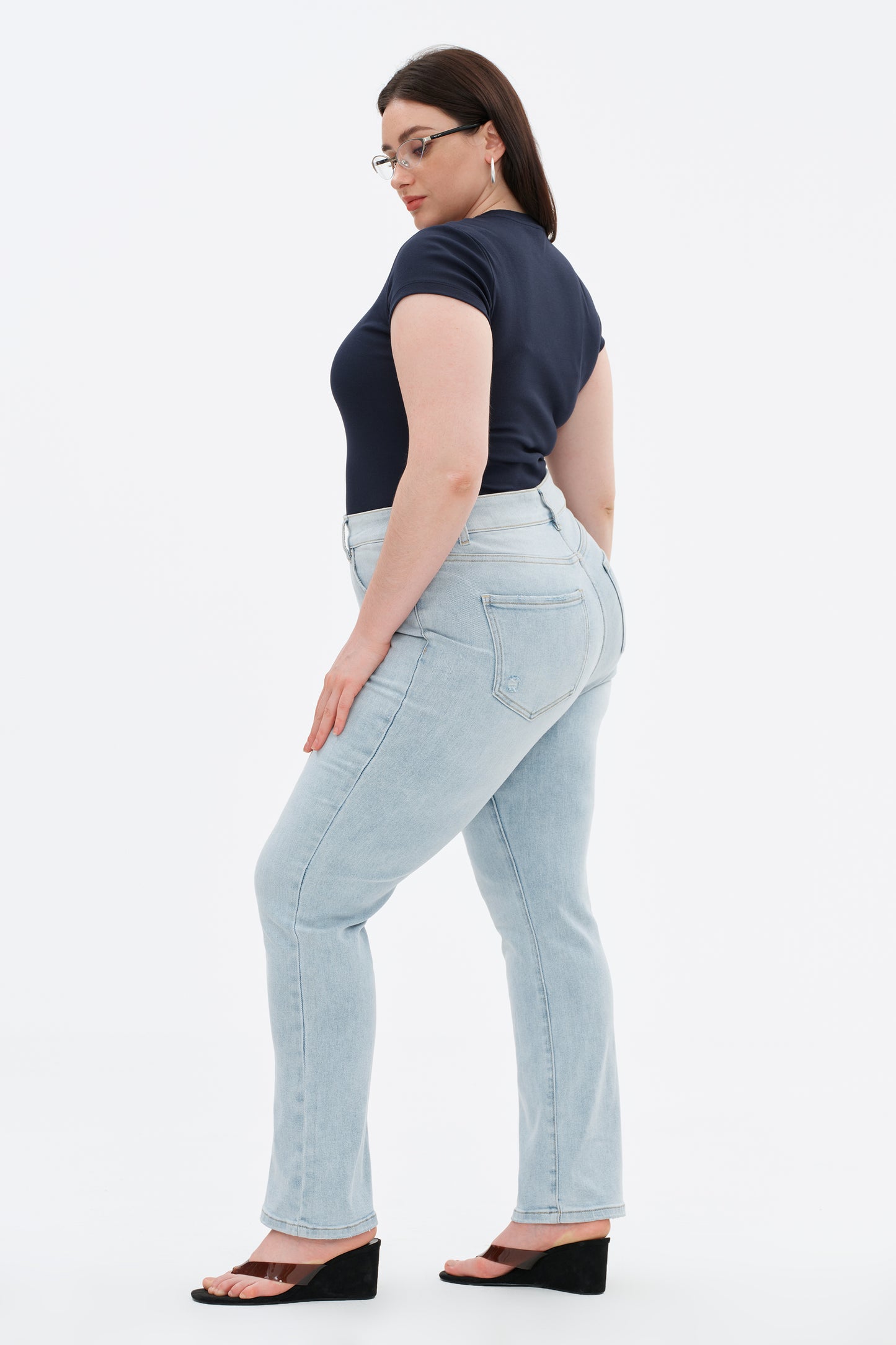 Plus Size High Rise Bootcut Denim Jeans OSF1143EC-P
