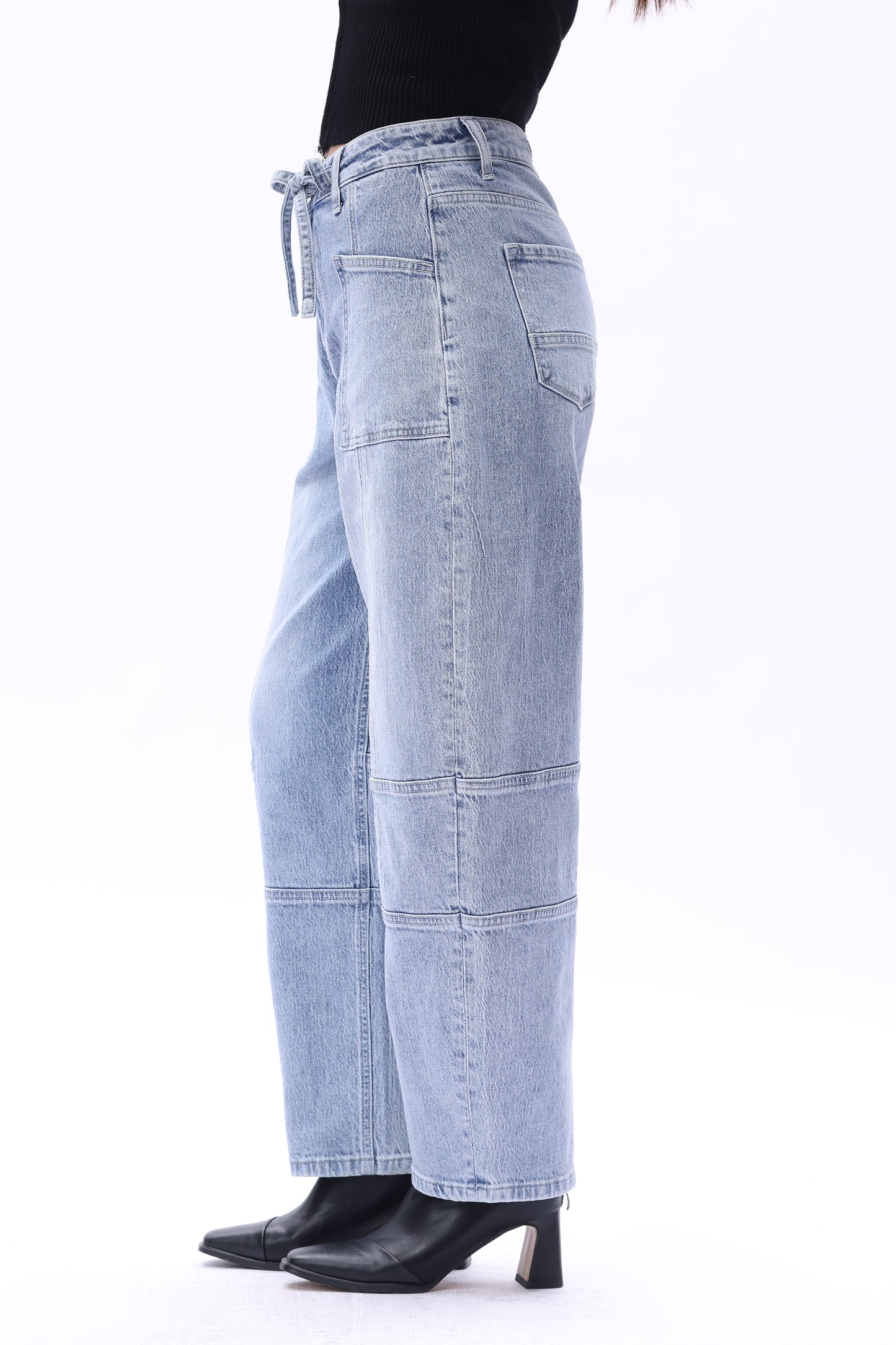 Mid Rise Relaxed Barrel Denim Jeans OSOX0001