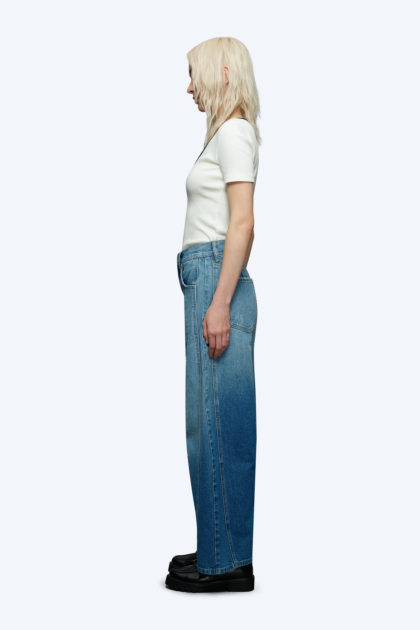 High-Waisted Barrel Low-Stretch Denim Jeans OSOX004