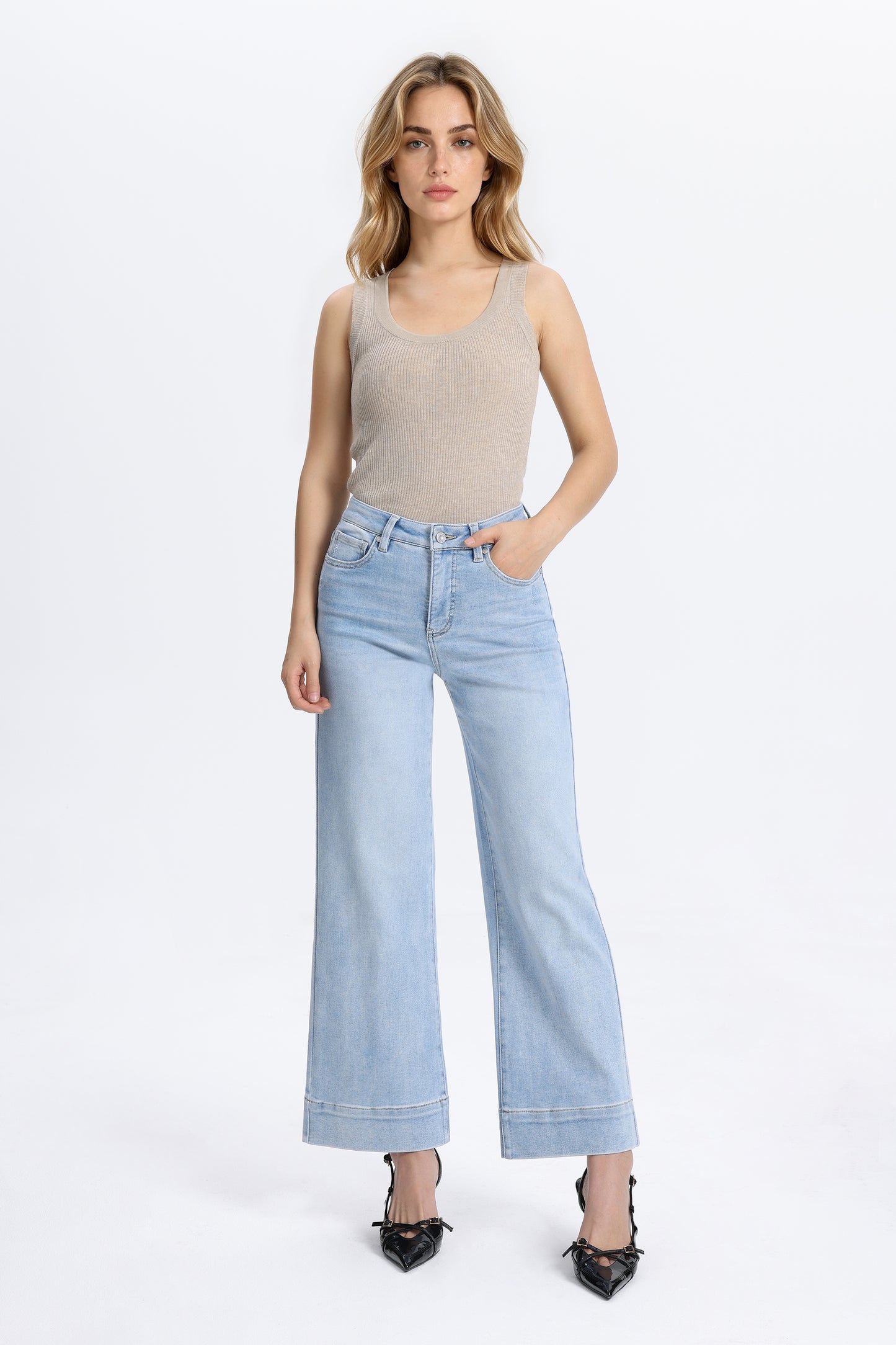 High Rise Wide Leg Denim Jeans - Regular & Petite OSW8099