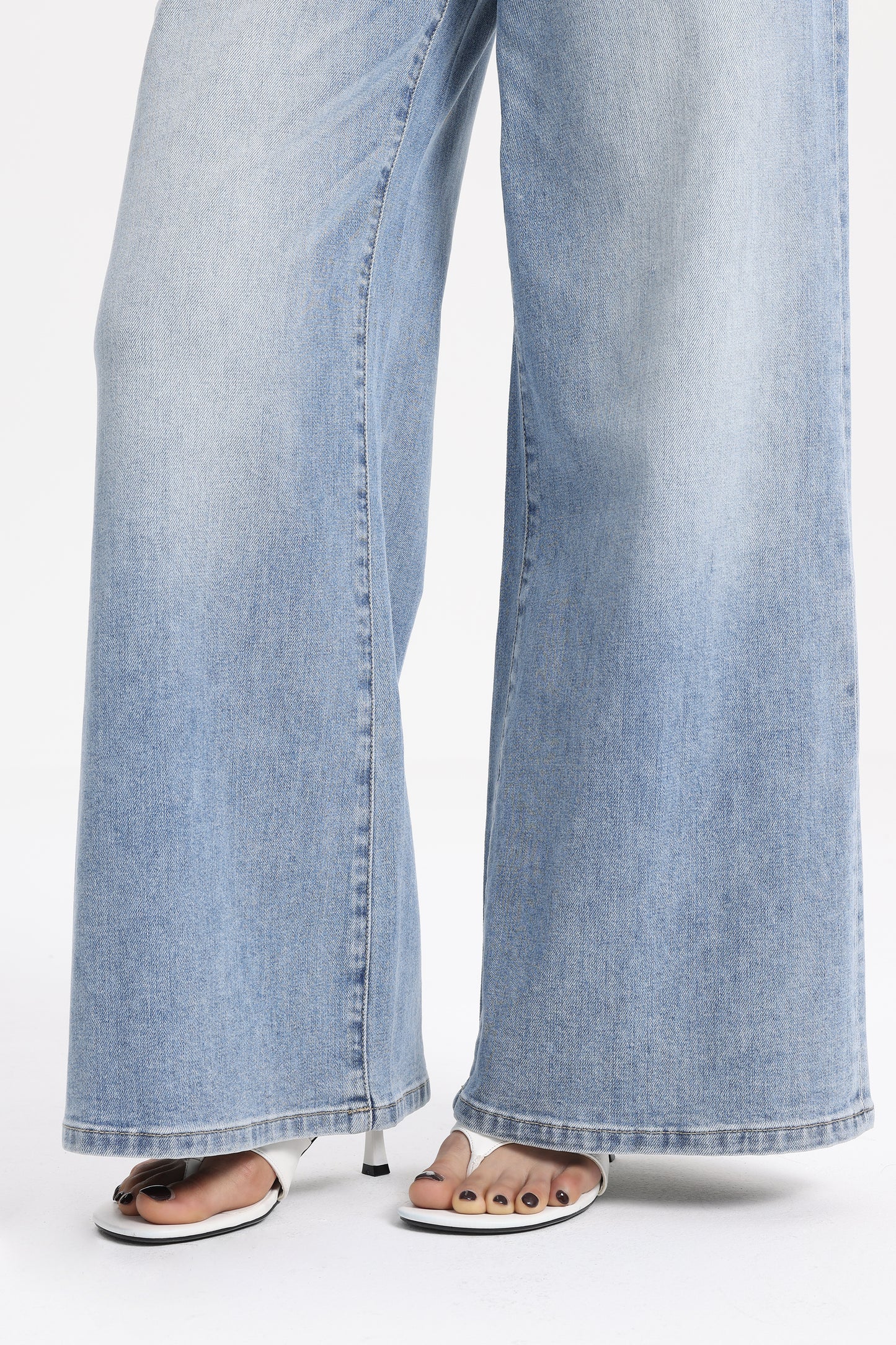 High Rise Drawstring Wide Leg Denim Jeans OSGG001