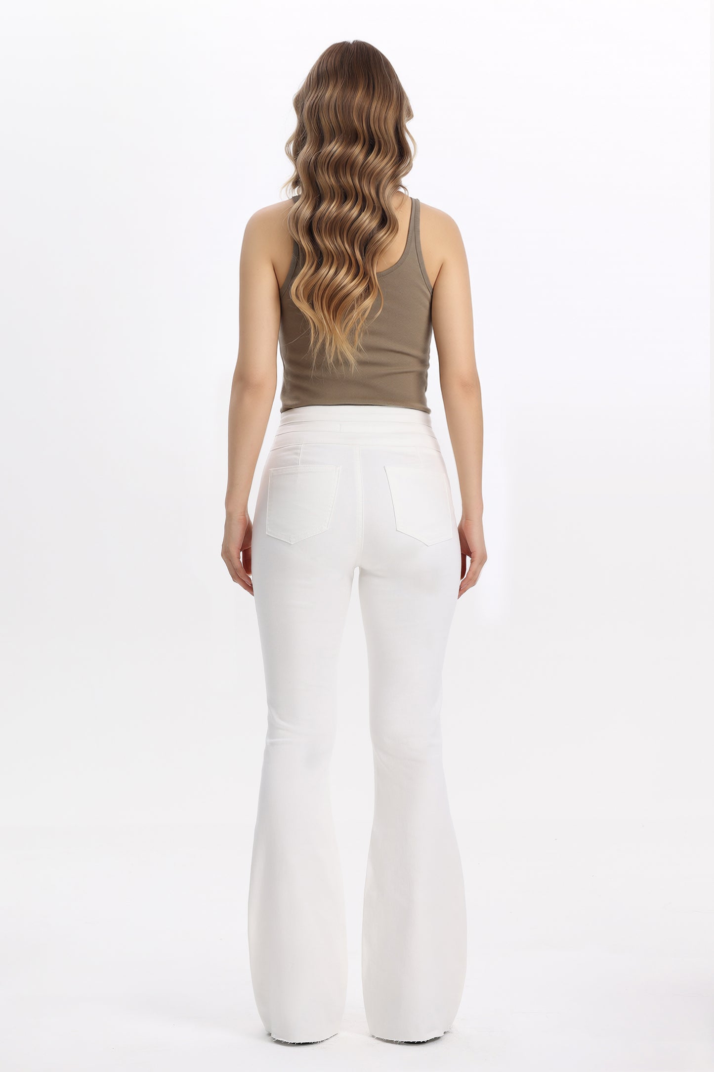 Button Fly High Waist Flare Bell Bottom Jeans OSF1078