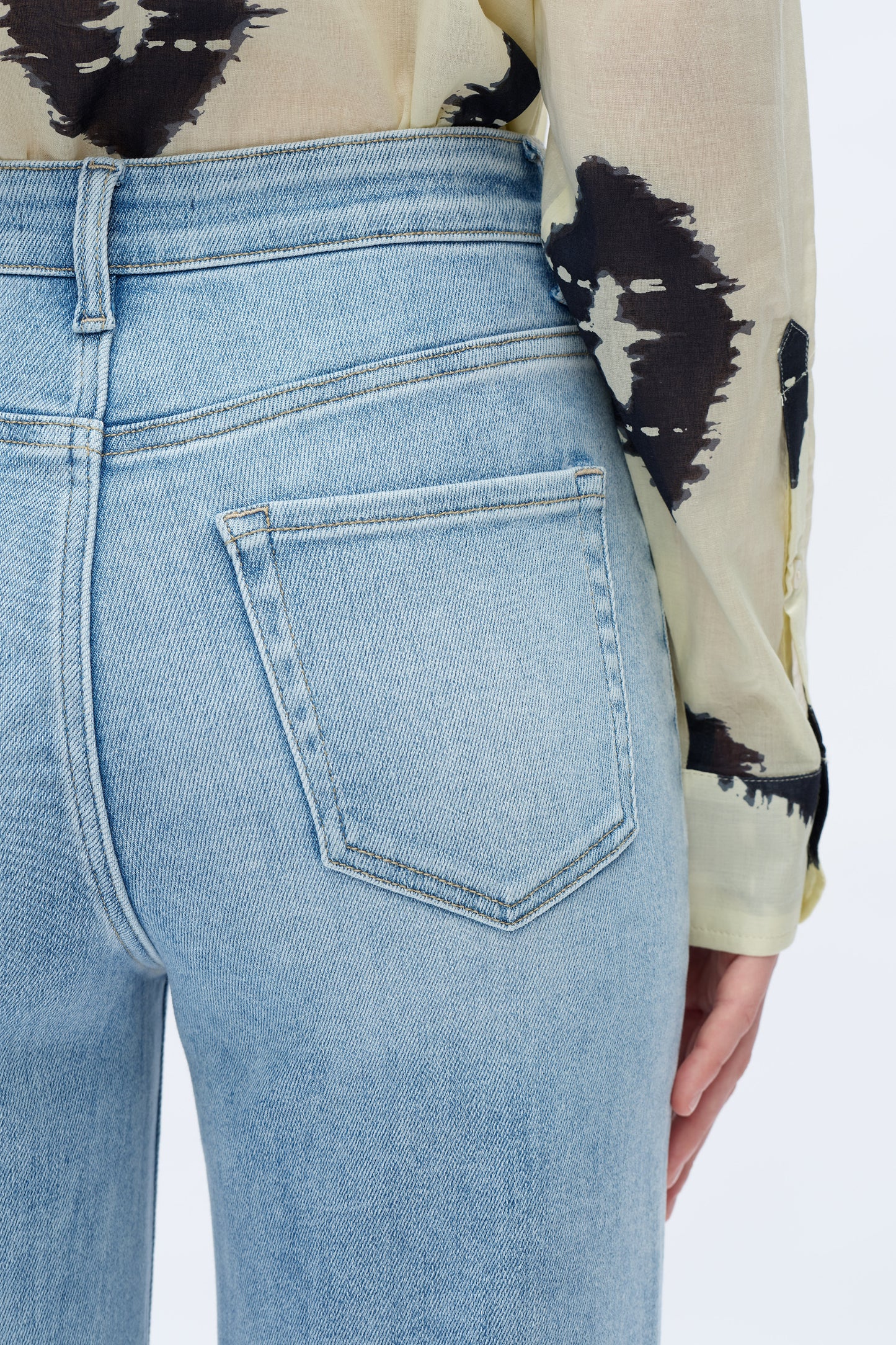 High Rise Straight Jeans Front Patch Pockets OST5023