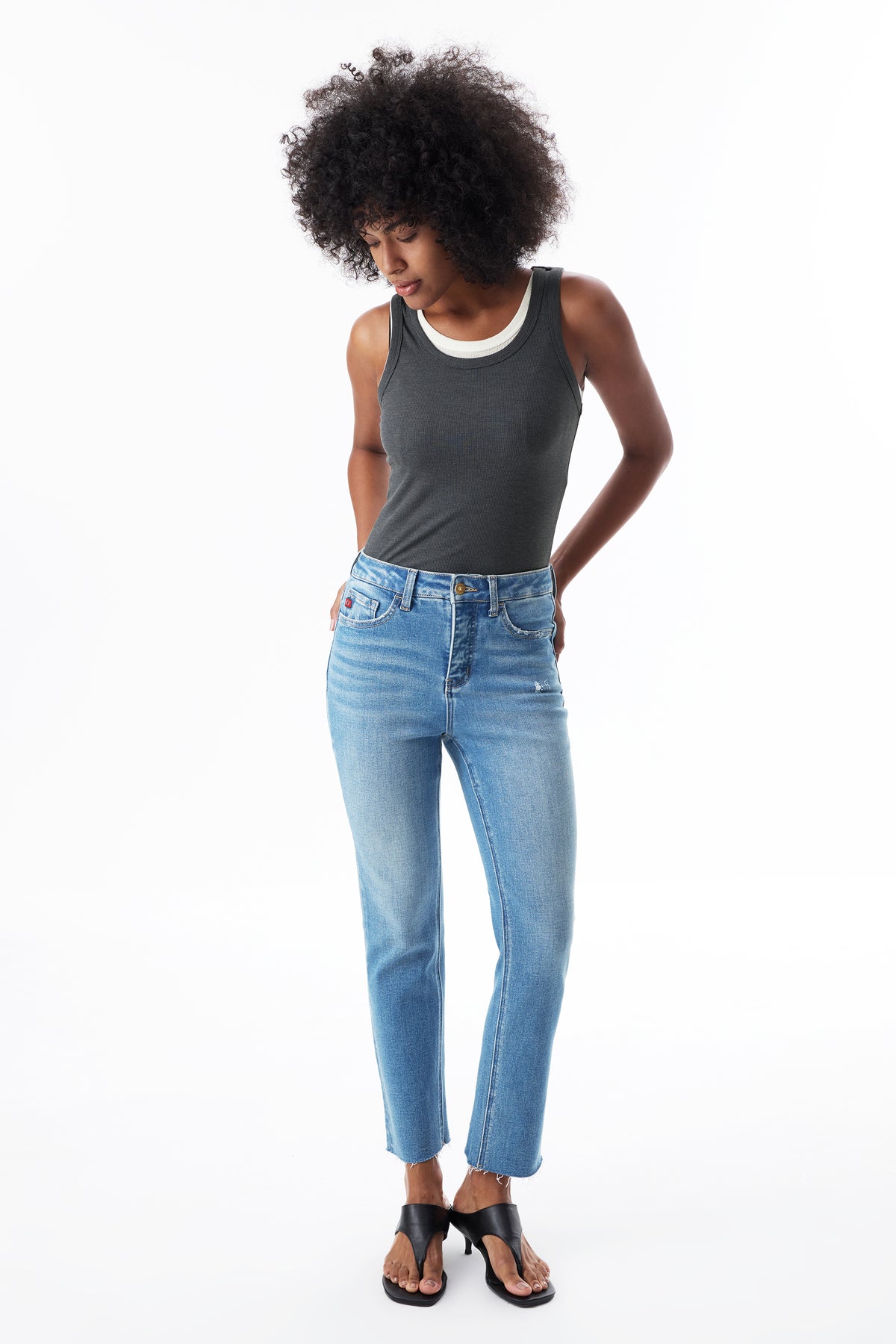 High Rise Straight Cropped Jeans ESFT620517