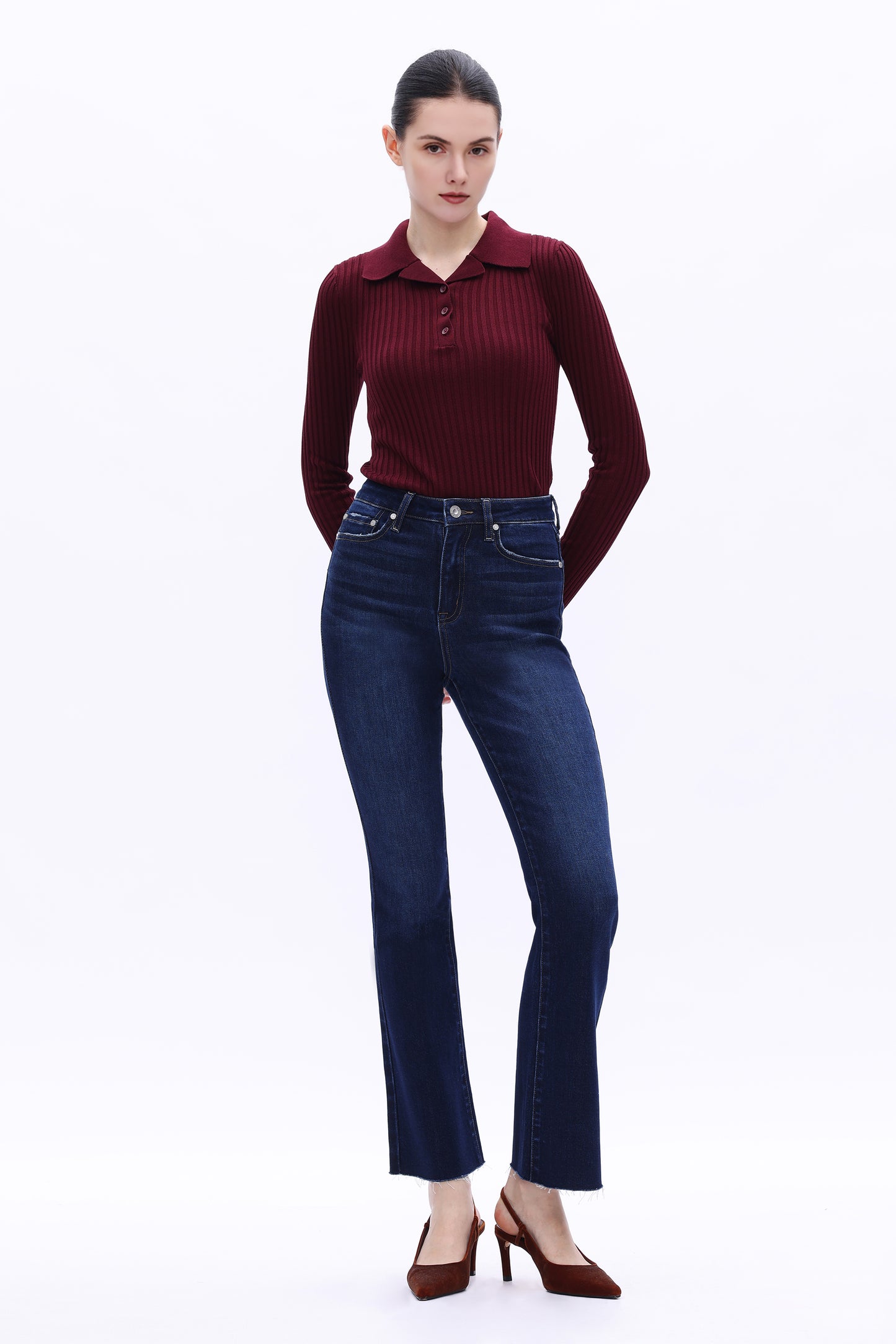 Flattering High Rise Bootcut Flare Denim Jeans OSF1137