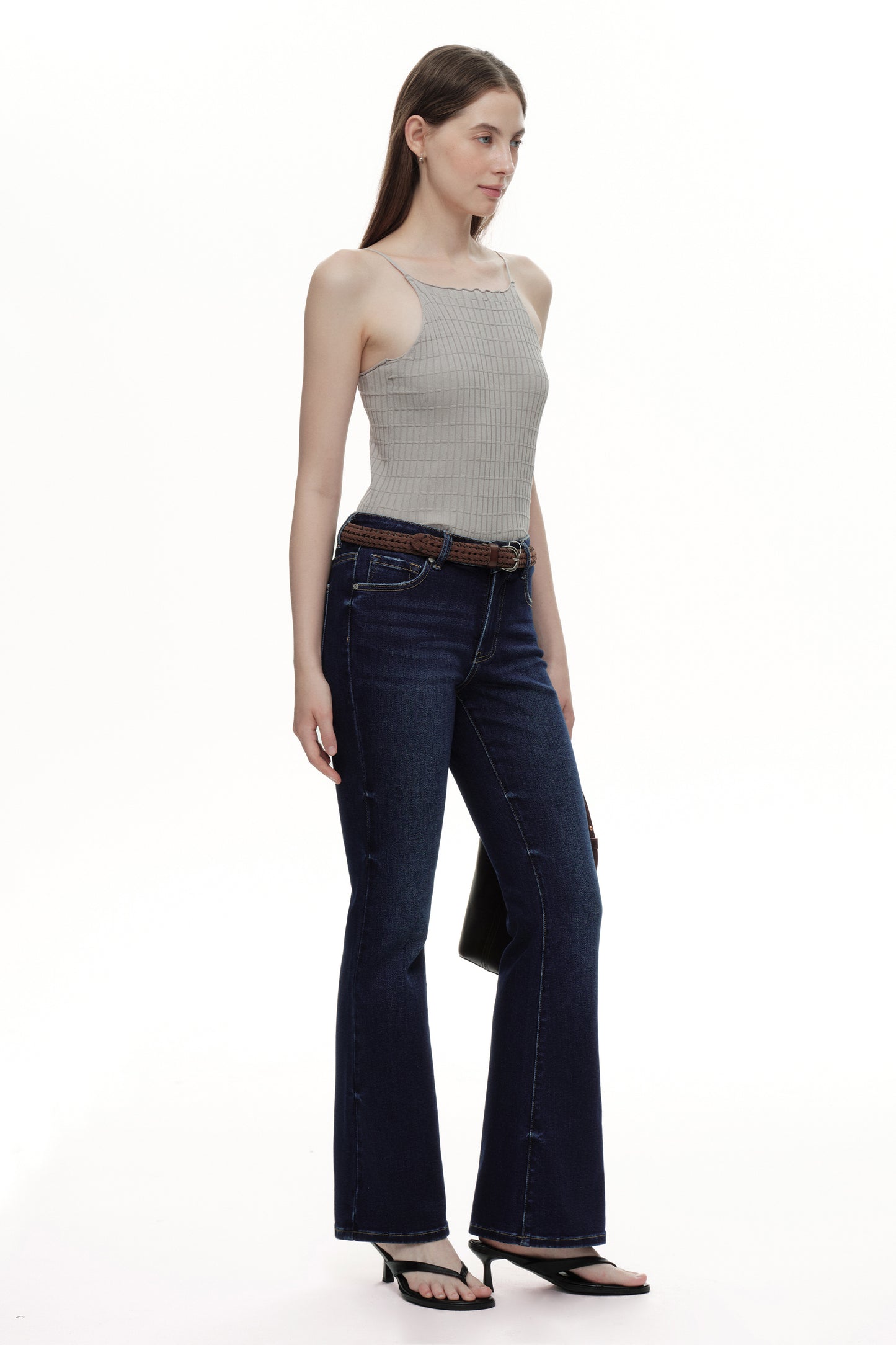 Flattering High Rise Flare Denim Jeans OSF1148EC