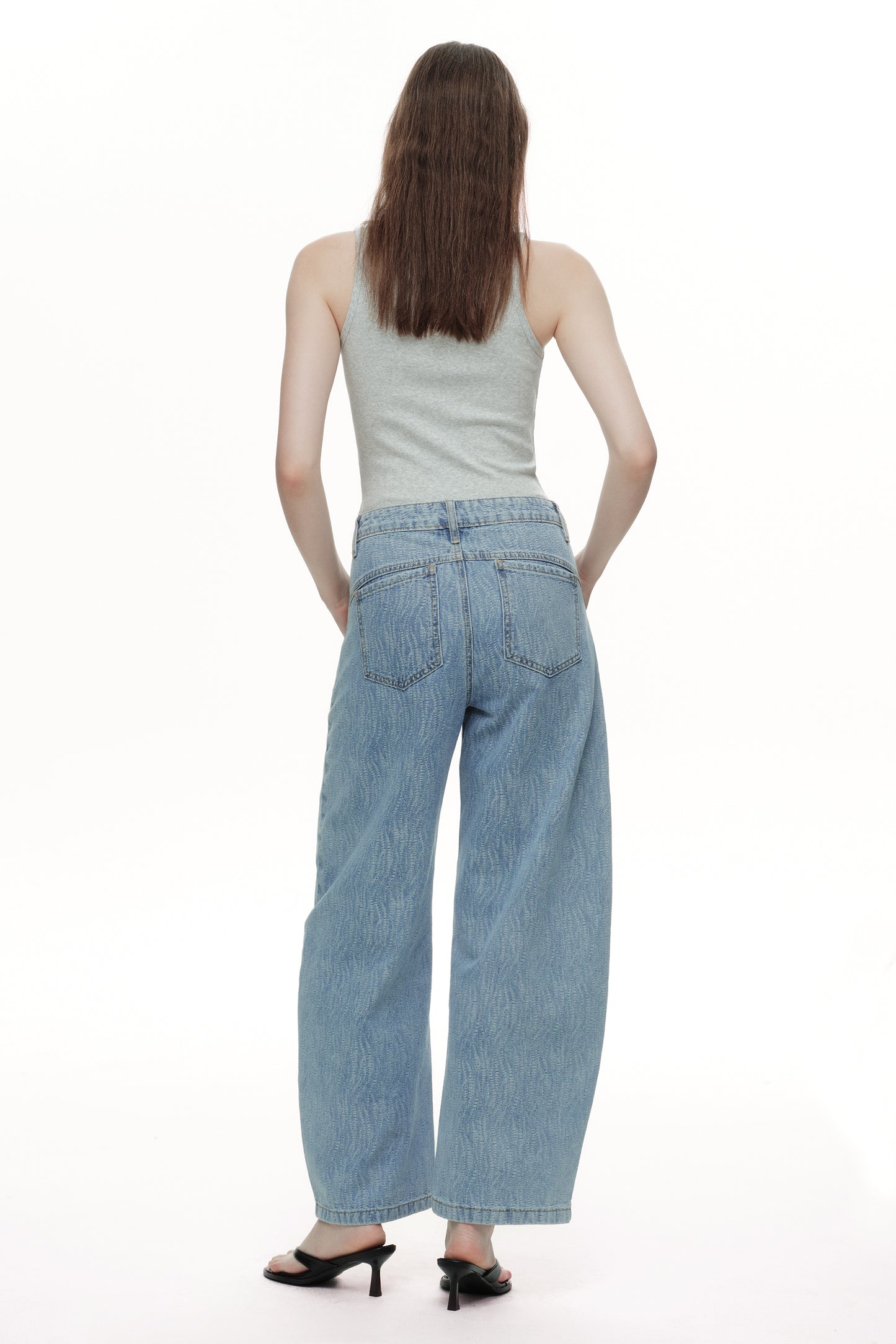 Baggy Relaxed High Rise Barrel Ankle Jeans OSOX014